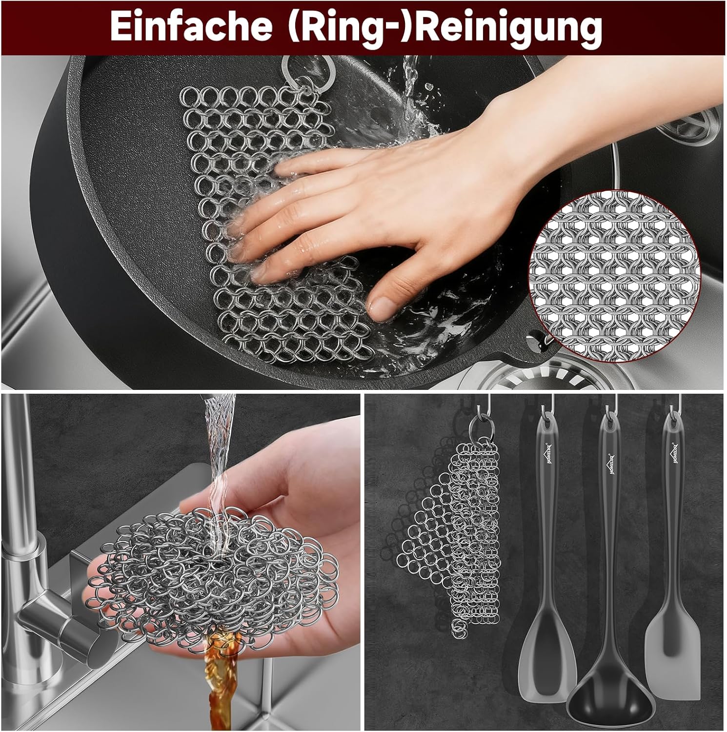 HOMELUX Dutch Oven Set aus Gusseisen, 10-teilig in Holzkiste – 4,5L Topf, 3,6L Saucier inkl. Pfanne, Grillplatte & Zubehör - Image 6