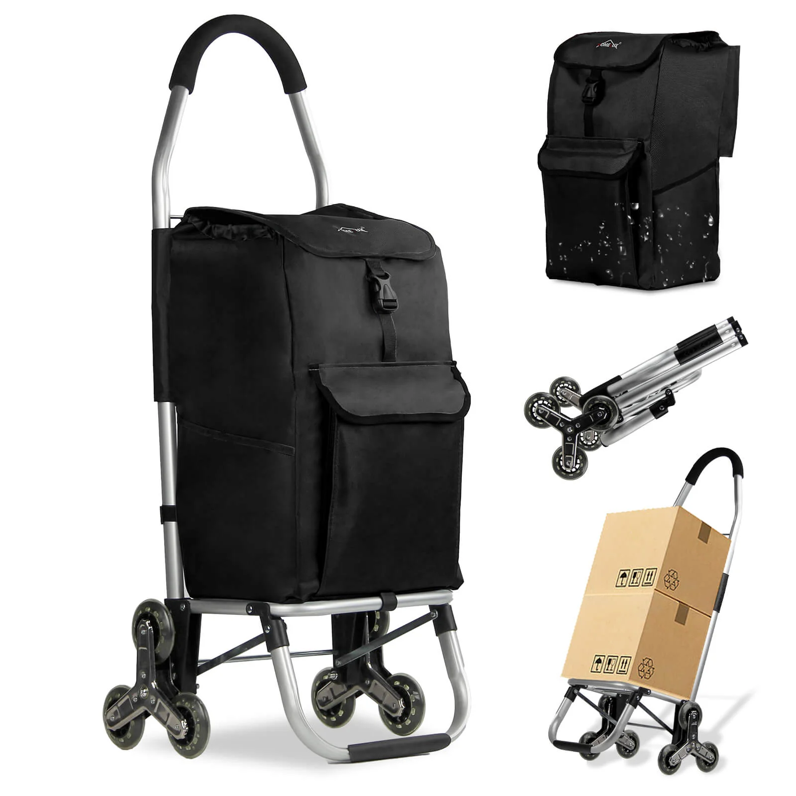 HOMELUX Einkaufstrolley, klappbar, stabil, 41 L Kapazität, multifunktional, Handwagen mit Rollen, abnehmbare Tasche, dreieckige Räder - Image 12