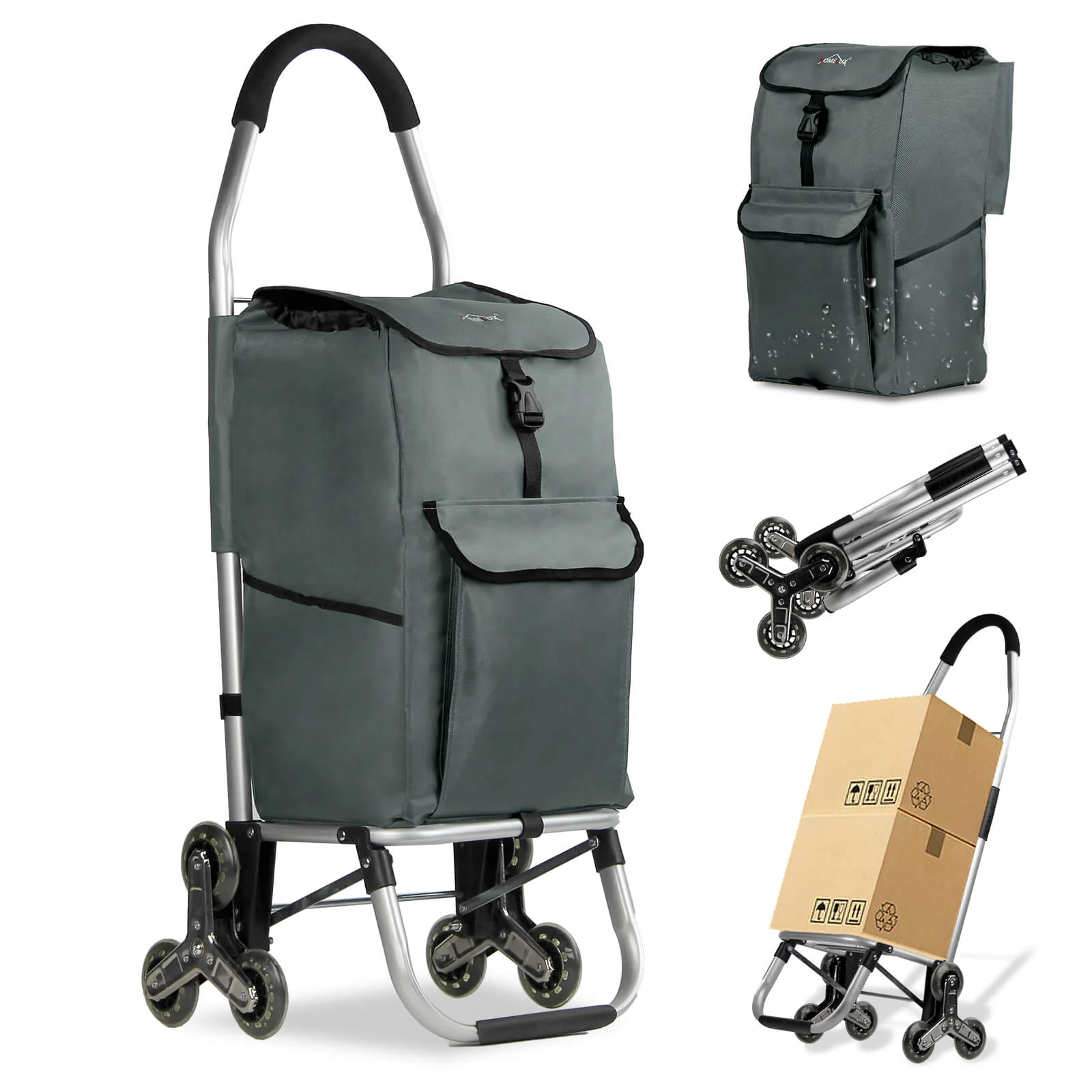 HOMELUX Einkaufstrolley, klappbar, stabil, 41 L Kapazität, multifunktional, Handwagen mit Rollen, abnehmbare Tasche, dreieckige Räder - Image 13
