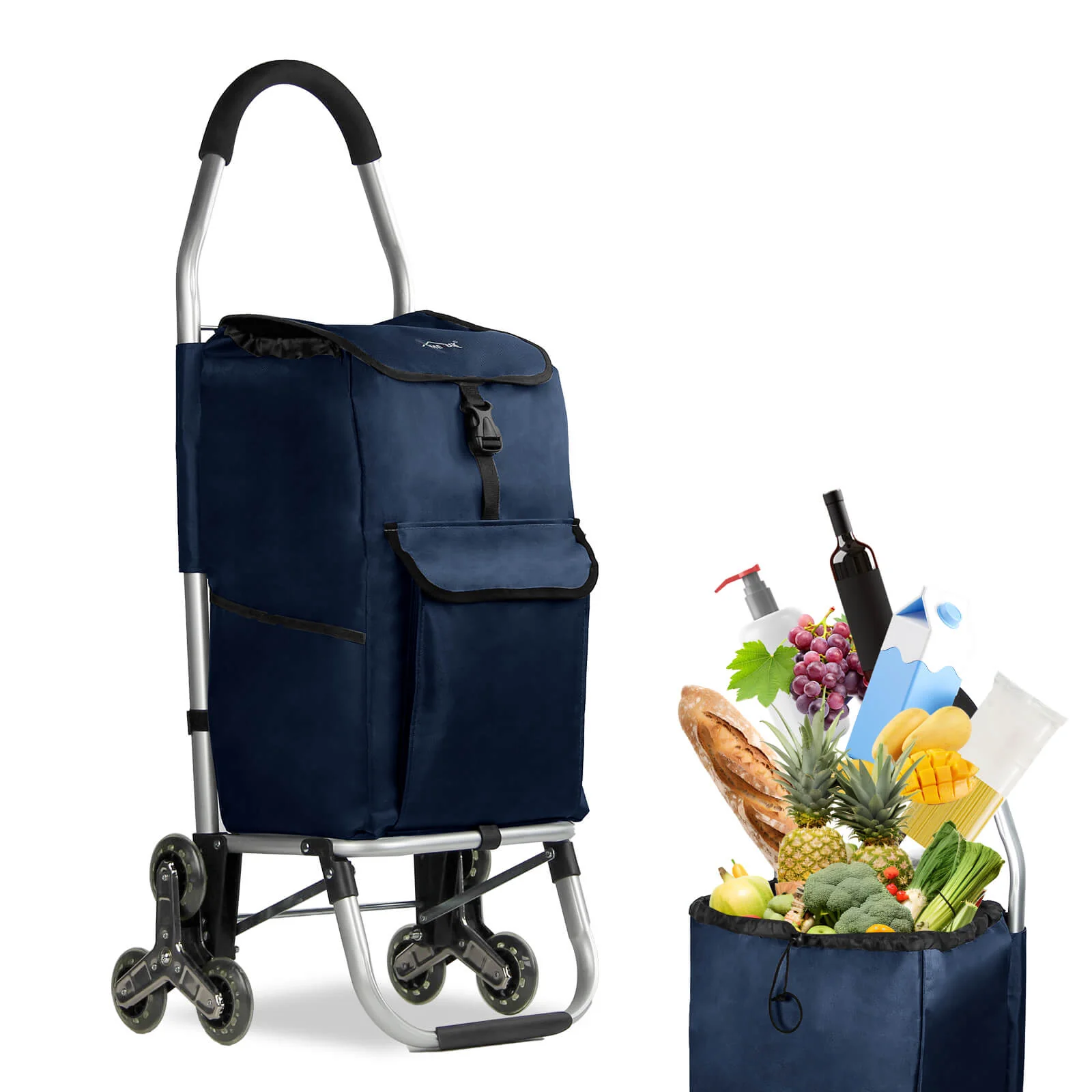 HOMELUX Einkaufstrolley, klappbar, stabil, 41 L Kapazität, multifunktional, Handwagen mit Rollen, abnehmbare Tasche, dreieckige Räder - Image 14