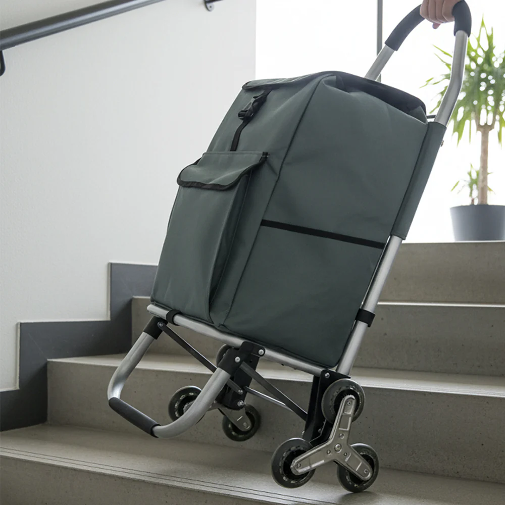 HOMELUX Einkaufstrolley, klappbar, stabil, 41 L Kapazität, multifunktional, Handwagen mit Rollen, abnehmbare Tasche, dreieckige Räder - Image 4