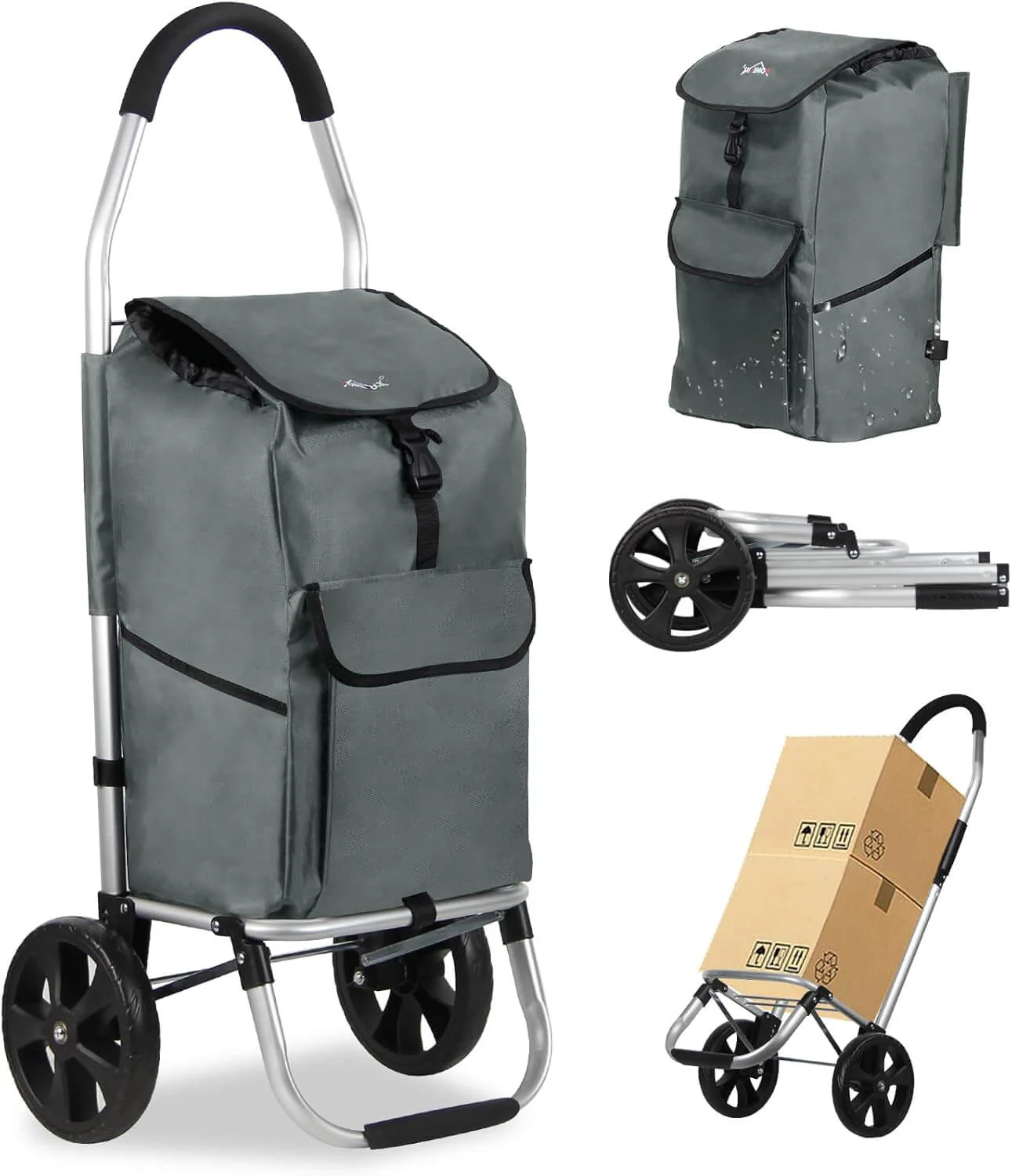 HOMELUX Einkaufstrolley Stabiler, klappbarer mit 41 L Kapazität, multifunktionalem Handwagen, Rollen und abnehmbarer Tasche - Image 10