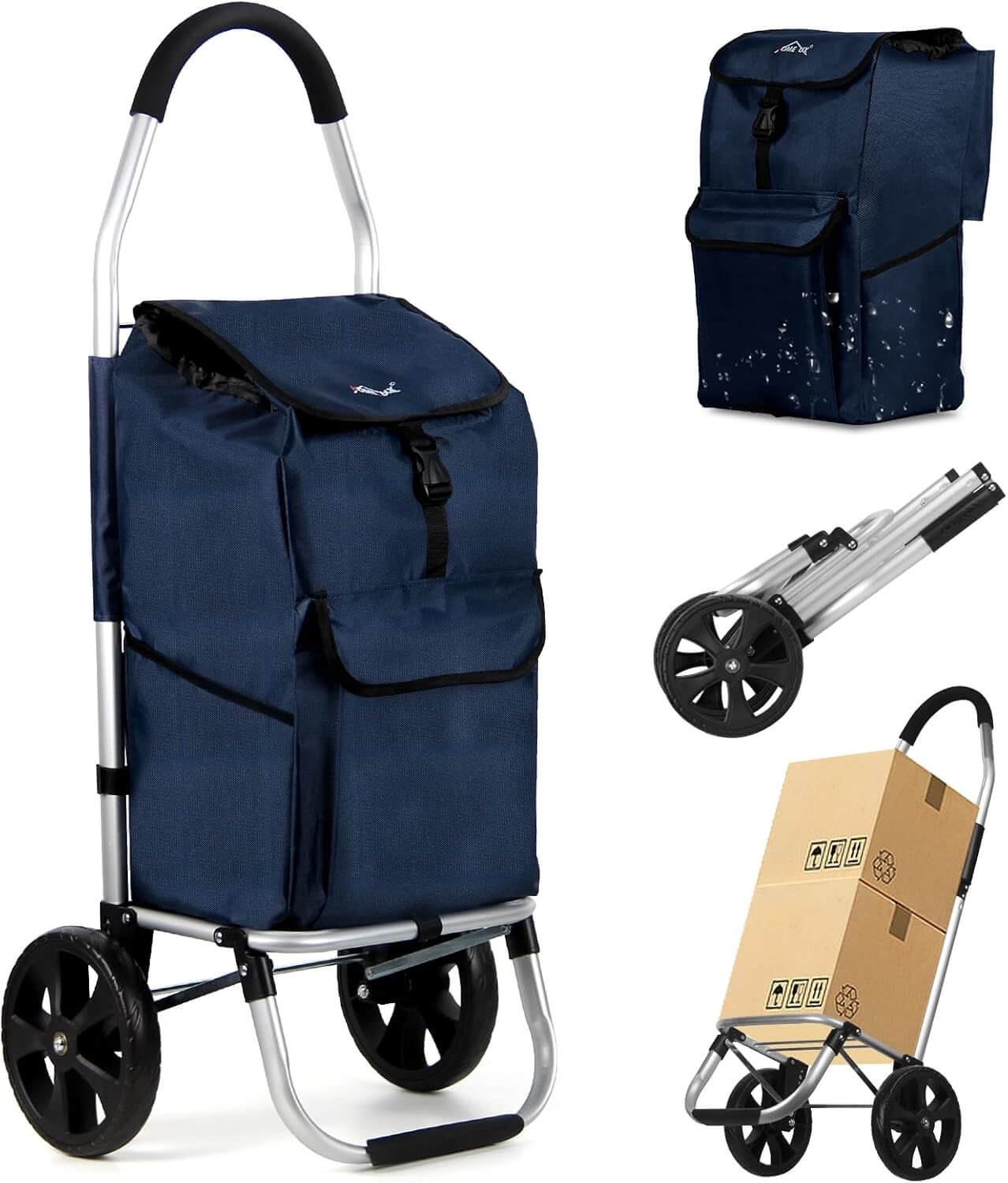 HOMELUX Einkaufstrolley Stabiler, klappbarer mit 41 L Kapazität, multifunktionalem Handwagen, Rollen und abnehmbarer Tasche - Image 11