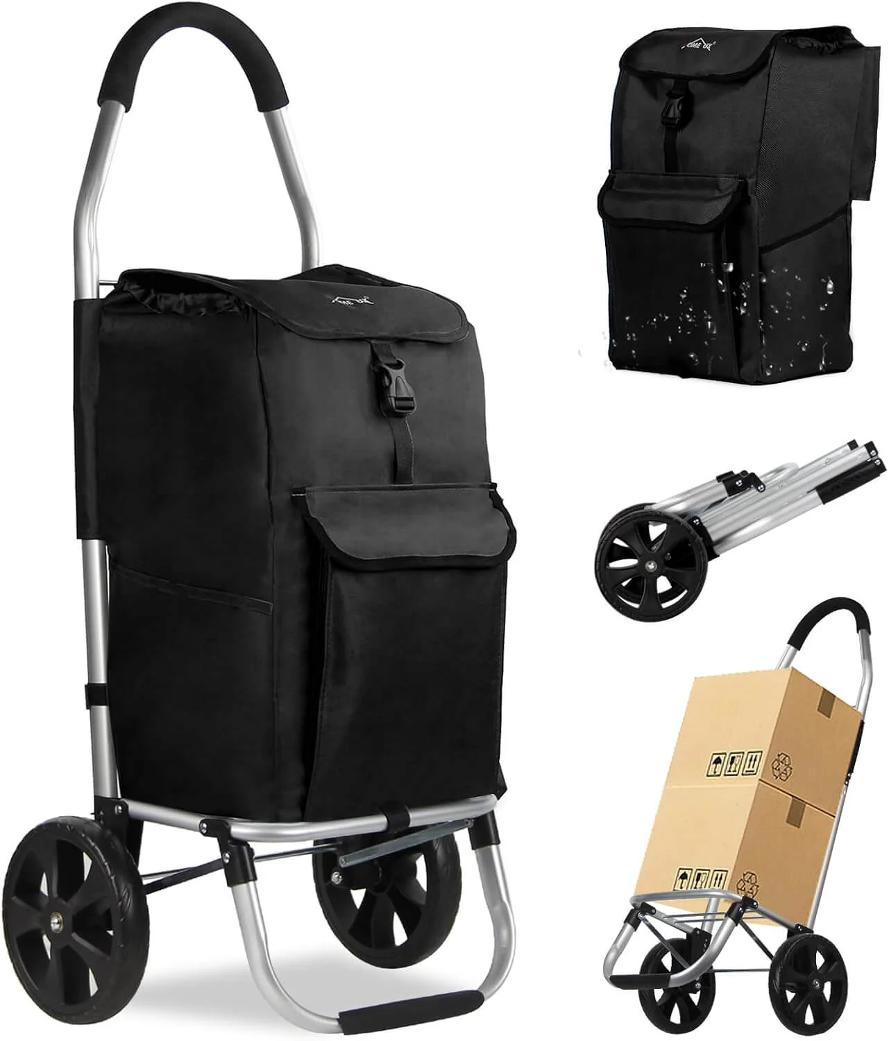 HOMELUX Einkaufstrolley Stabiler, klappbarer mit 41 L Kapazität, multifunktionalem Handwagen, Rollen und abnehmbarer Tasche - Image 6