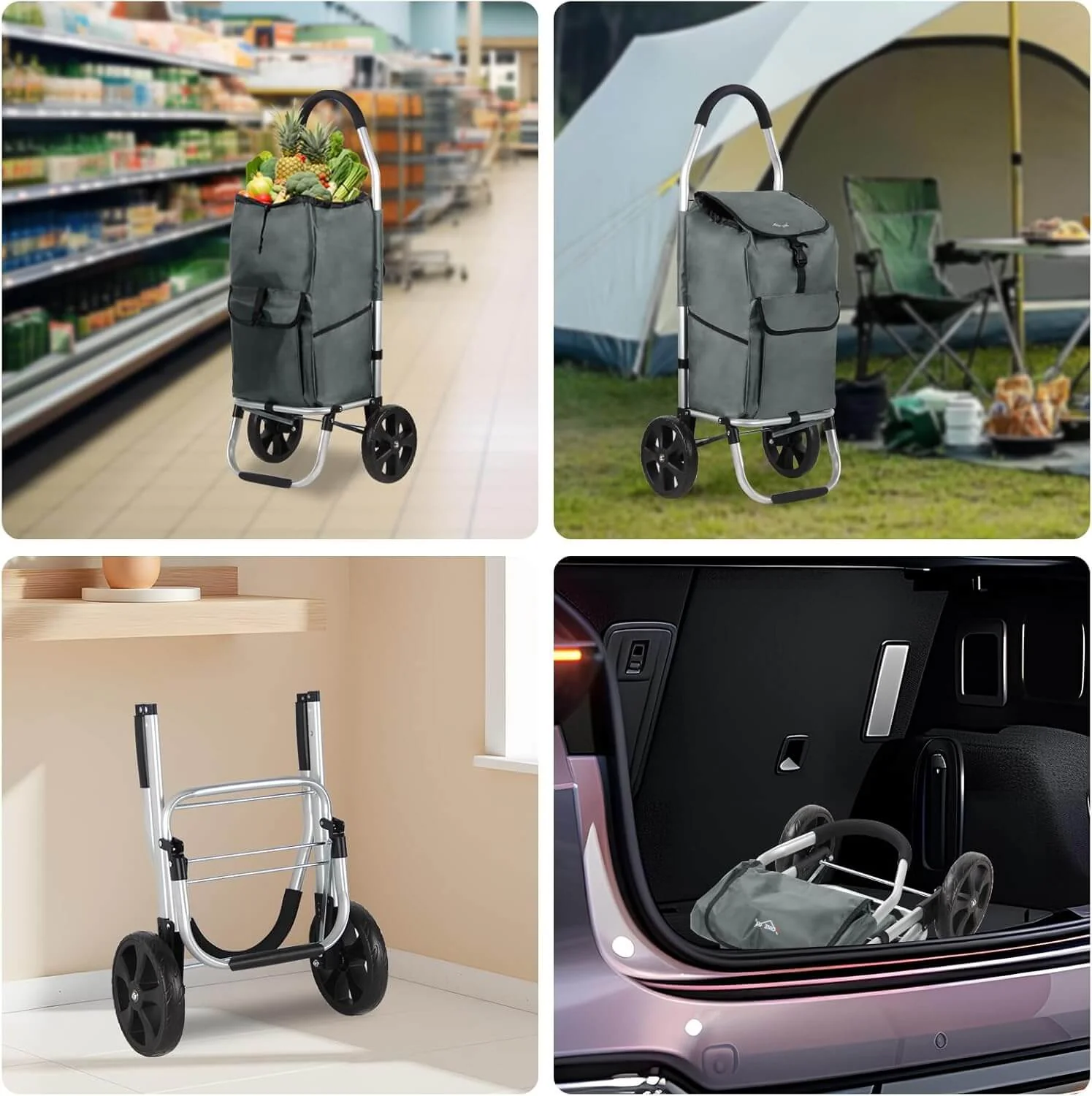HOMELUX Einkaufstrolley Stabiler, klappbarer mit 41 L Kapazität, multifunktionalem Handwagen, Rollen und abnehmbarer Tasche - Image 9