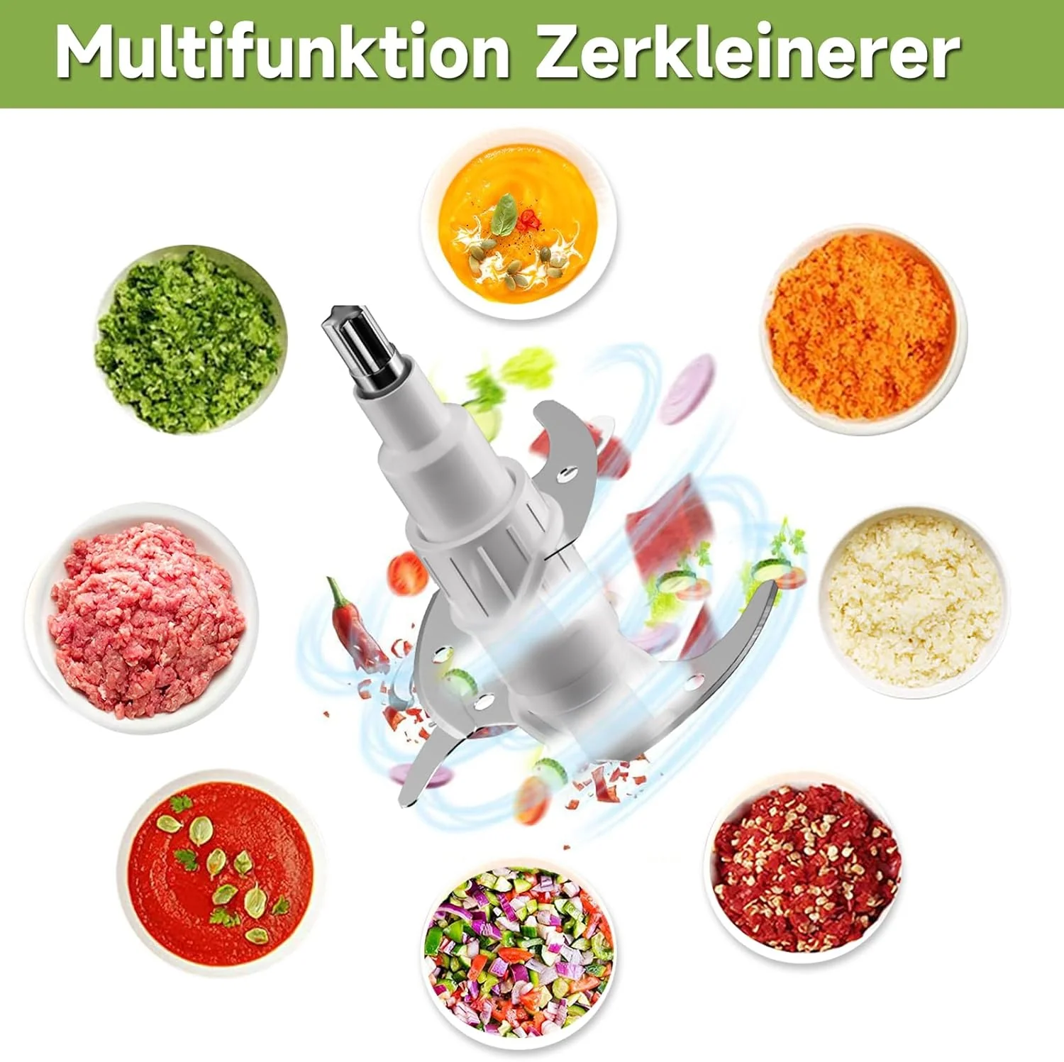 HOMELUX Elektrischer Küchenhäcksler, 300 W Universalhäcksler mit 1.5 L Glasbehälter, Fleischwolf, Multihäcksler, für Fleisch, Gemüse, Obst - Image 13