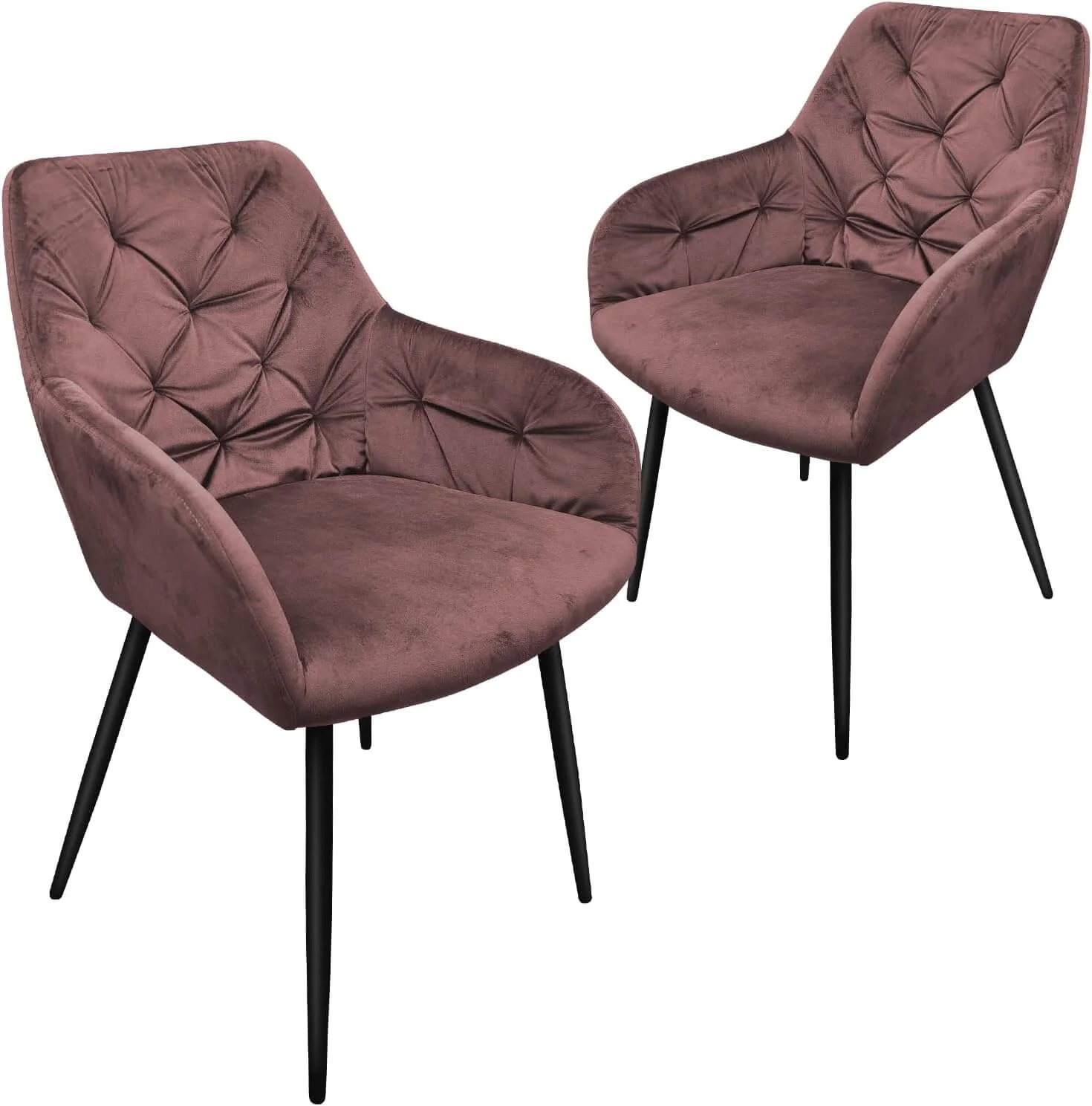 HOMELUX Esszimmerstuhl 2er Set, Polsterstuhl mit Armlehnen, Sitzfläche aus Samt & Metallbeine, Küchenstuhl Wohnzimmerstuhl Stühle - Image 10