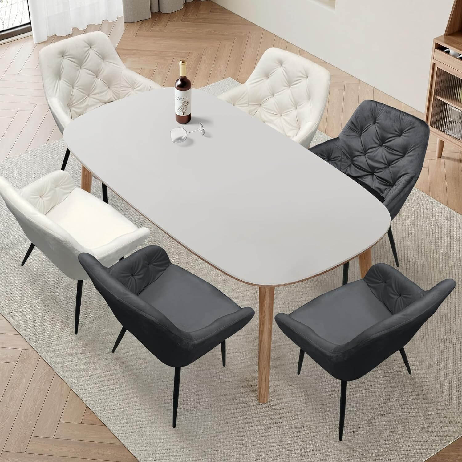 HOMELUX Esszimmerstuhl 2er Set, Polsterstuhl mit Armlehnen, Sitzfläche aus Samt & Metallbeine, Küchenstuhl Wohnzimmerstuhl Stühle - Image 4