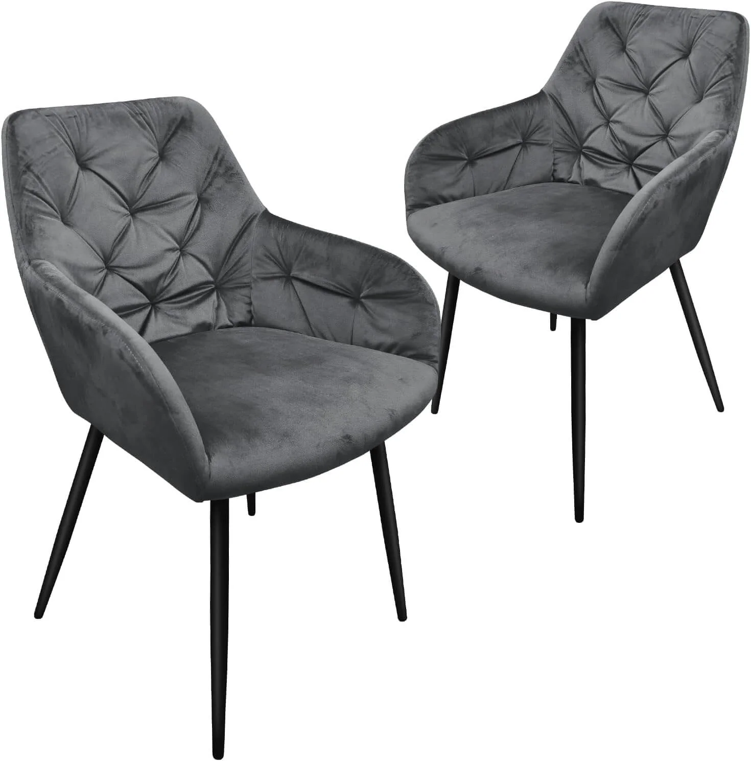 HOMELUX Esszimmerstuhl 2er Set, Polsterstuhl mit Armlehnen, Sitzfläche aus Samt & Metallbeine, Küchenstuhl Wohnzimmerstuhl Stühle - Image 5