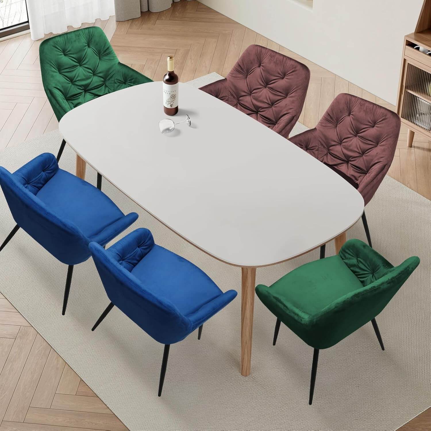 HOMELUX Esszimmerstuhl 2er Set, Polsterstuhl mit Armlehnen, Sitzfläche aus Samt & Metallbeine, Küchenstuhl Wohnzimmerstuhl Stühle - Image 9