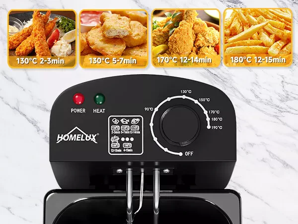 HOMELUX Friteuse 3 L 2000W fritteuse mit öl, Temperaturregler, Edelstah fritteuse mit Fett & Öl, Deep Fryer, Elektrische Fritteuse - Image 10