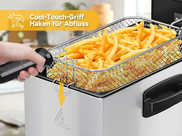 HOMELUX Friteuse 3 L 2000W fritteuse mit öl, Temperaturregler, Edelstah fritteuse mit Fett & Öl, Deep Fryer, Elektrische Fritteuse - Image 11