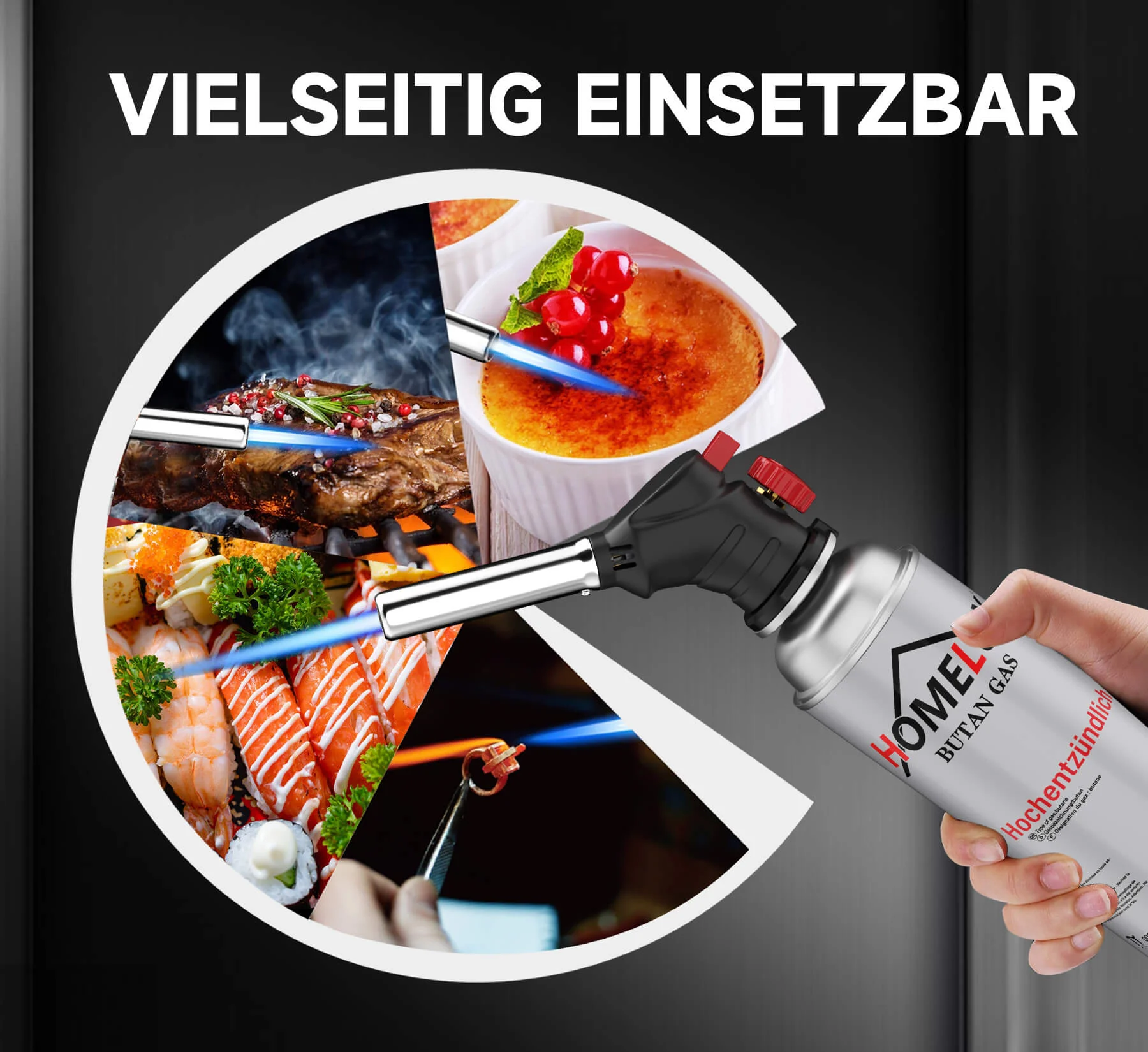 HOMELUX Gasbrenner Vielseitiger Flambier- und Bunsenbrenner bis 1300°C für Küche, BBQ, Camping und Handwerk - Image 11