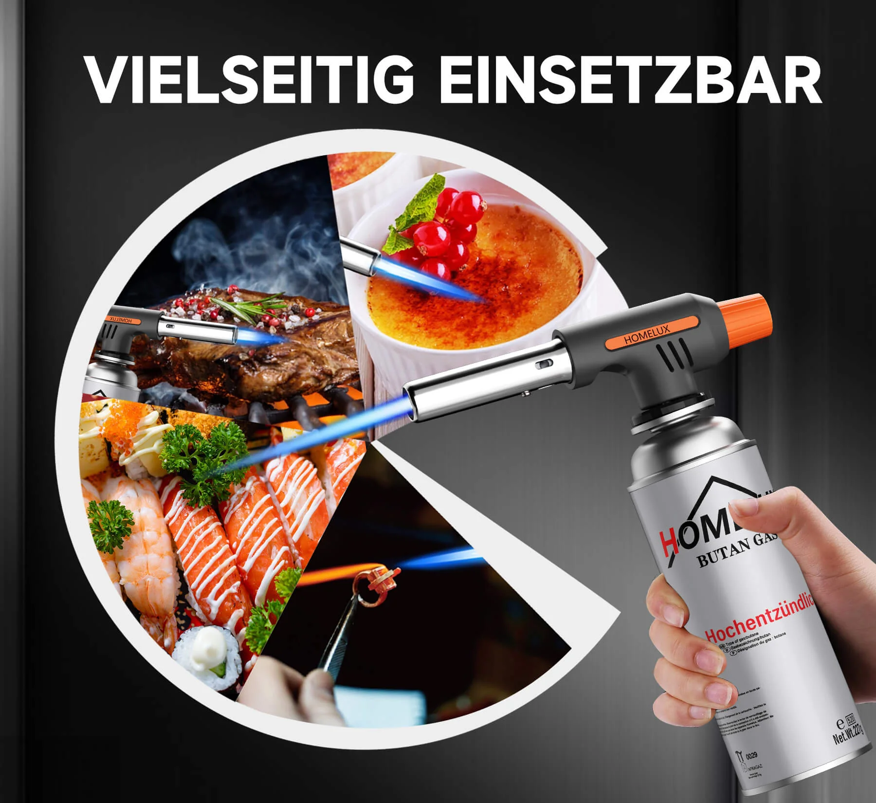 HOMELUX Gasbrenner Vielseitiger Flambier- und Bunsenbrenner bis 1300°C für Küche, BBQ, Camping und Handwerk - Image 14