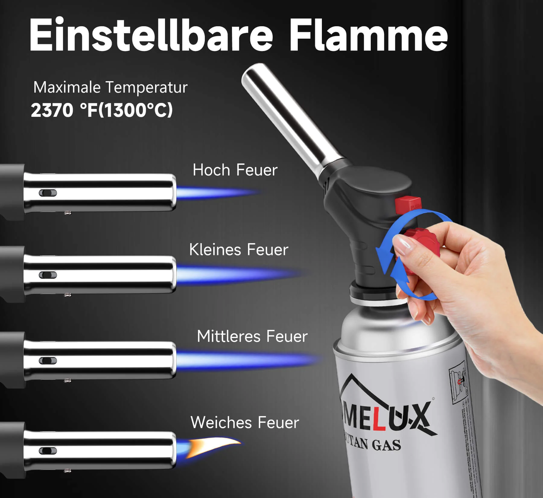 HOMELUX Gasbrenner Vielseitiger Flambier- und Bunsenbrenner bis 1300°C für Küche, BBQ, Camping und Handwerk - Image 4