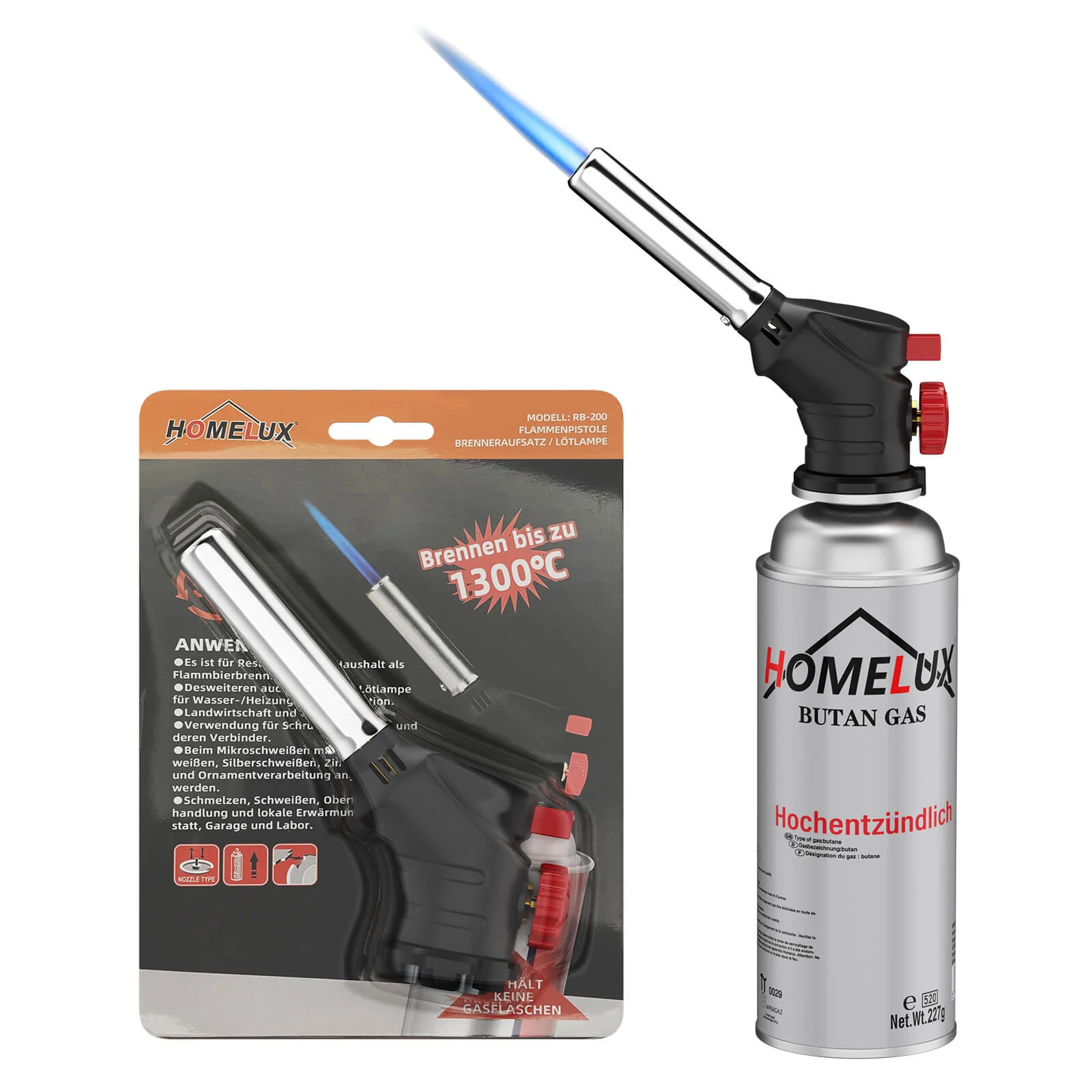 HOMELUX Gasbrenner Vielseitiger Flambier- und Bunsenbrenner bis 1300°C für Küche, BBQ, Camping und Handwerk - Image 8