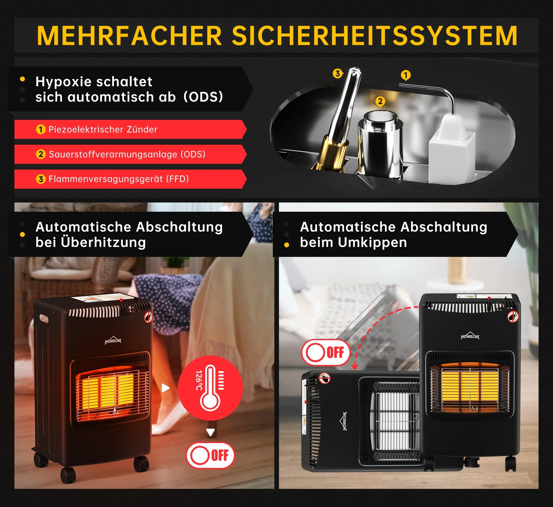 HOMELUX Heizlüfter Heizstrahler Gasheizung für Innenräume, Schlauch und Druckminderer - Image 4