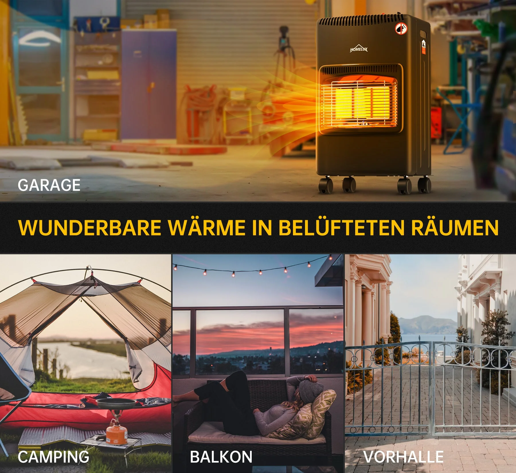 HOMELUX Heizlüfter Heizstrahler Gasheizung für Innenräume, Schlauch und Druckminderer - Image 6