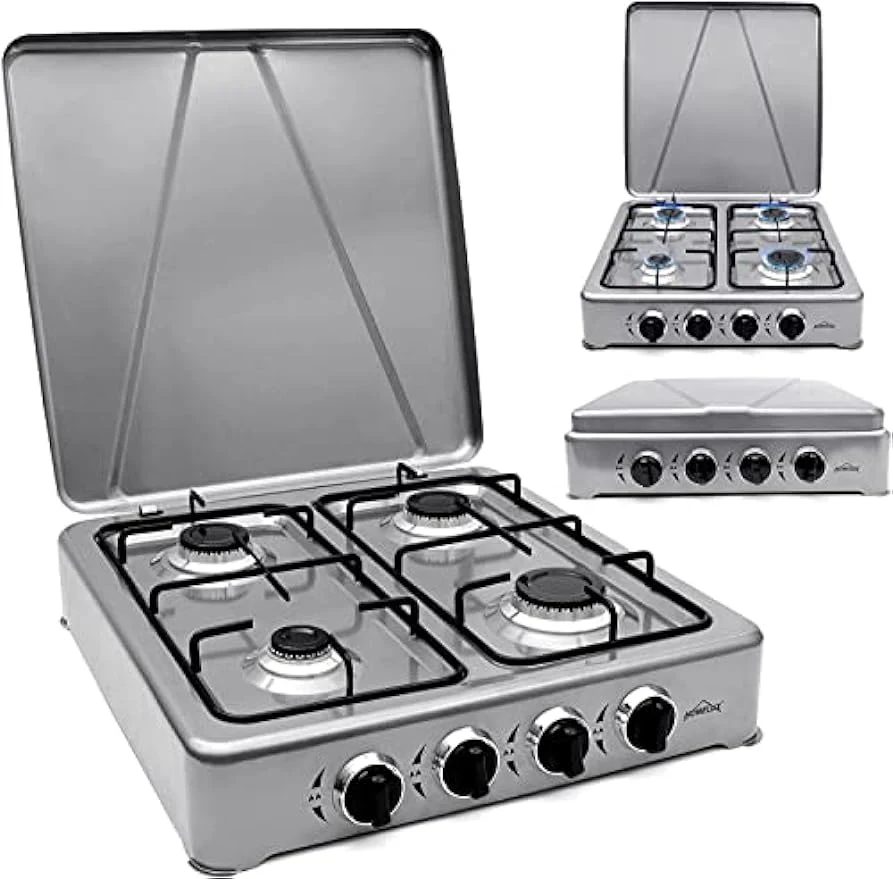 HOMELUX Gaskocher 4 flammig Campingkocher mit Deckel 6,2 kW Kocher Gas Herd Outdoor - Image 3