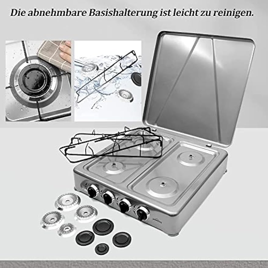 HOMELUX Gaskocher 4 flammig Campingkocher mit Deckel 6,2 kW Kocher Gas Herd Outdoor - Image 5