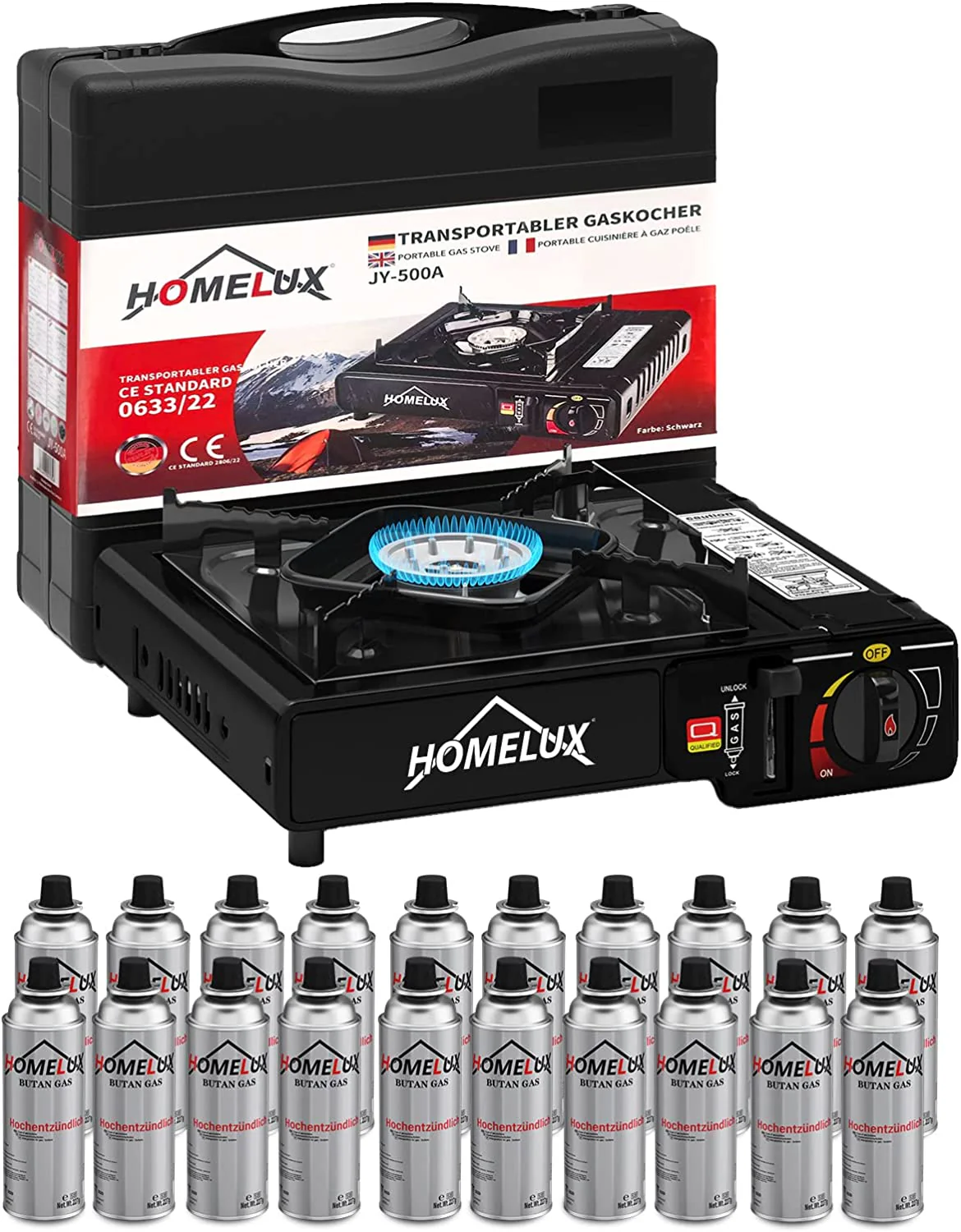 Camping-Gaskocher-Set 2,2 KW, mit Gaskartusche, inkl. Aufbewahrungsbox. Ideal für Outdoor-Kochen - Image 10