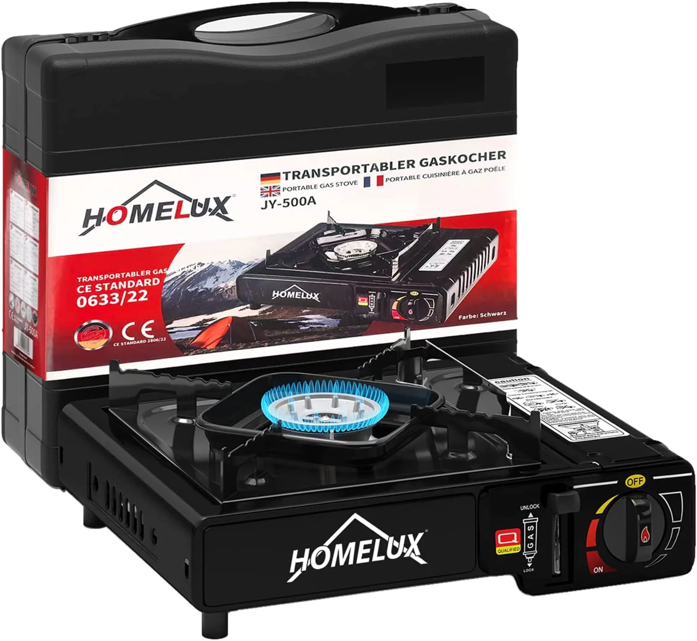 Camping-Gaskocher-Set 2,2 KW, mit Gaskartusche, inkl. Aufbewahrungsbox. Ideal für Outdoor-Kochen - Image 12