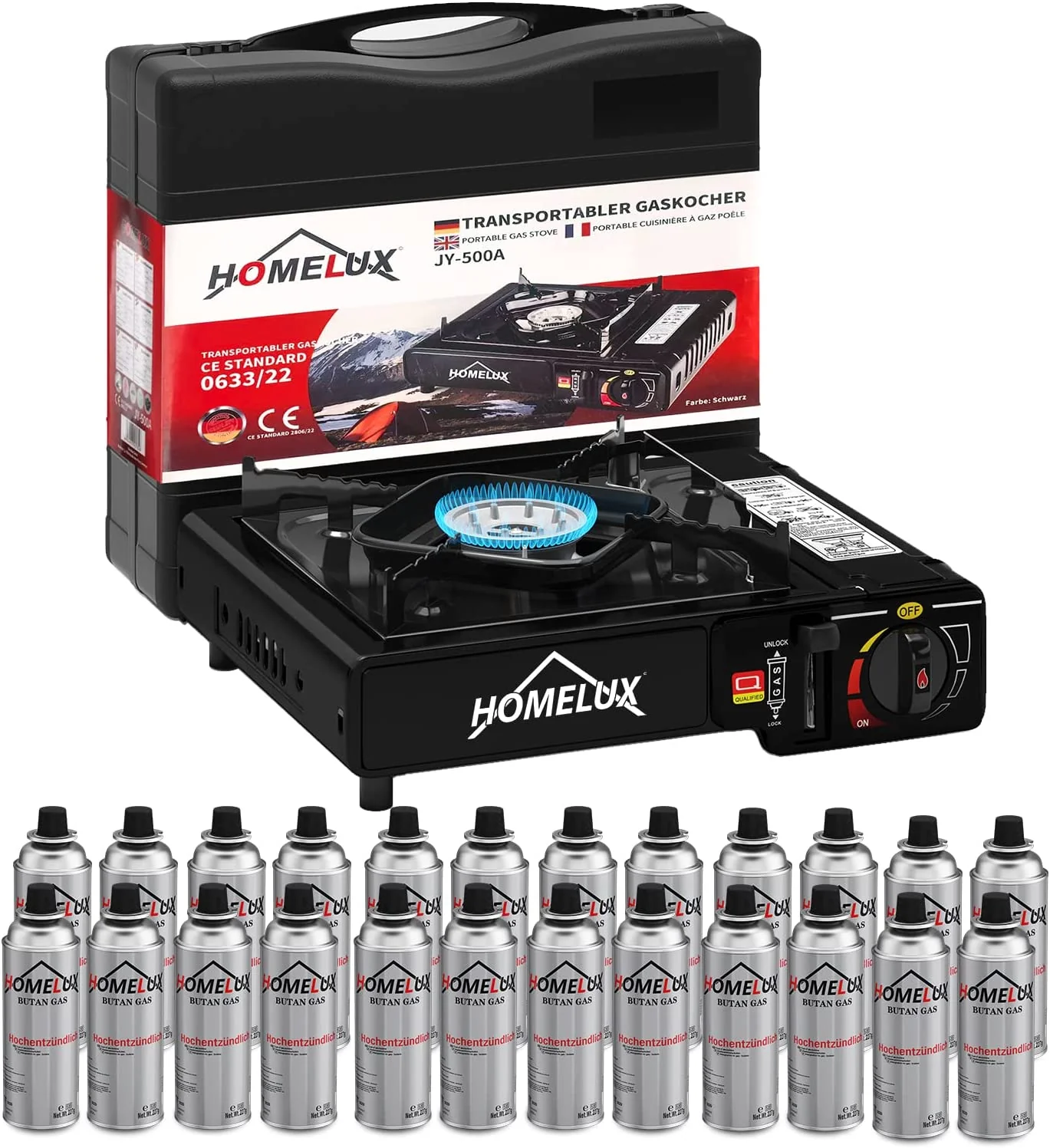 Camping-Gaskocher-Set 2,2 KW, mit Gaskartusche, inkl. Aufbewahrungsbox. Ideal für Outdoor-Kochen - Image 13