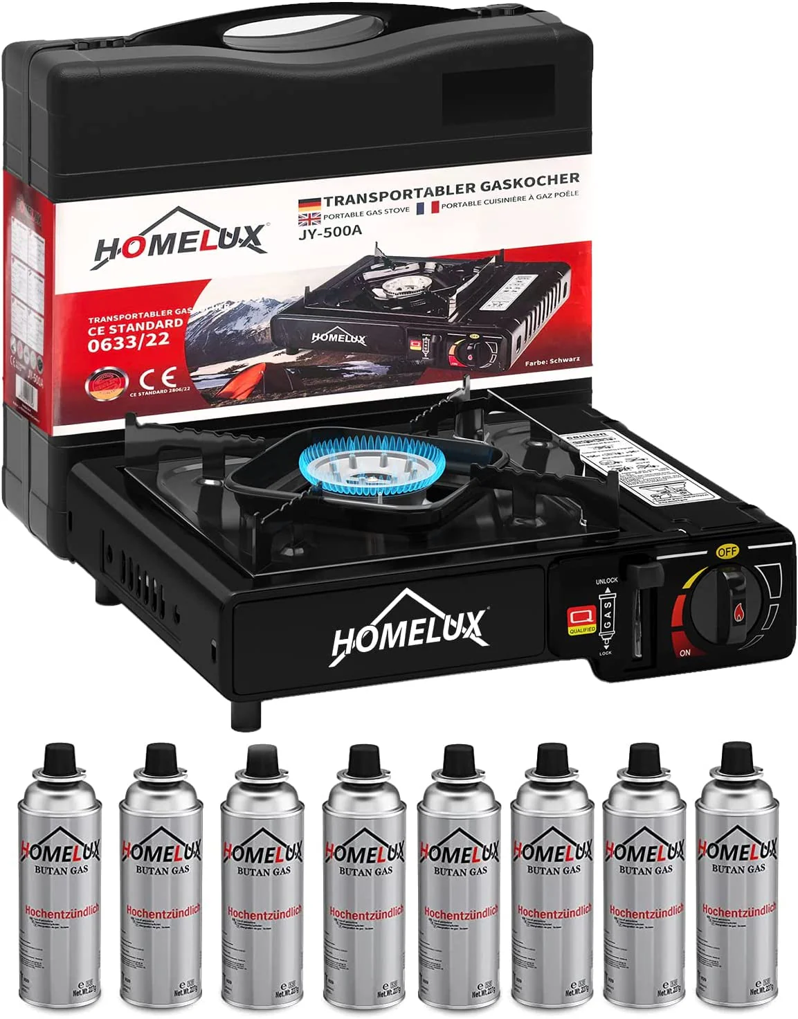 Camping-Gaskocher-Set 2,2 KW, mit Gaskartusche, inkl. Aufbewahrungsbox. Ideal für Outdoor-Kochen - Image 14