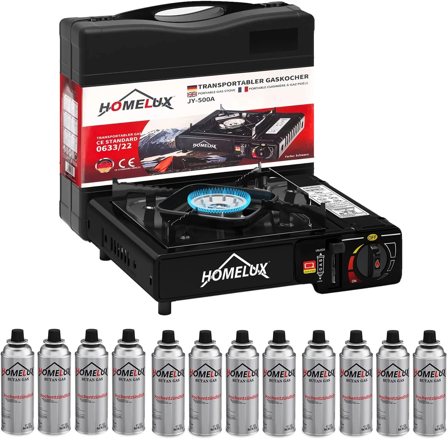 Camping-Gaskocher-Set 2,2 KW, mit Gaskartusche, inkl. Aufbewahrungsbox. Ideal für Outdoor-Kochen - Image 17