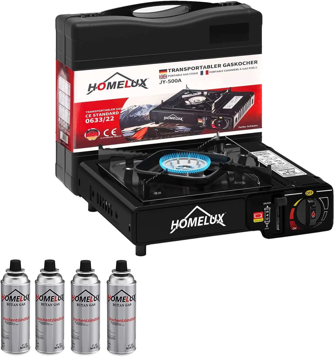 Camping-Gaskocher-Set 2,2 KW, mit Gaskartusche, inkl. Aufbewahrungsbox. Ideal für Outdoor-Kochen - Image 18