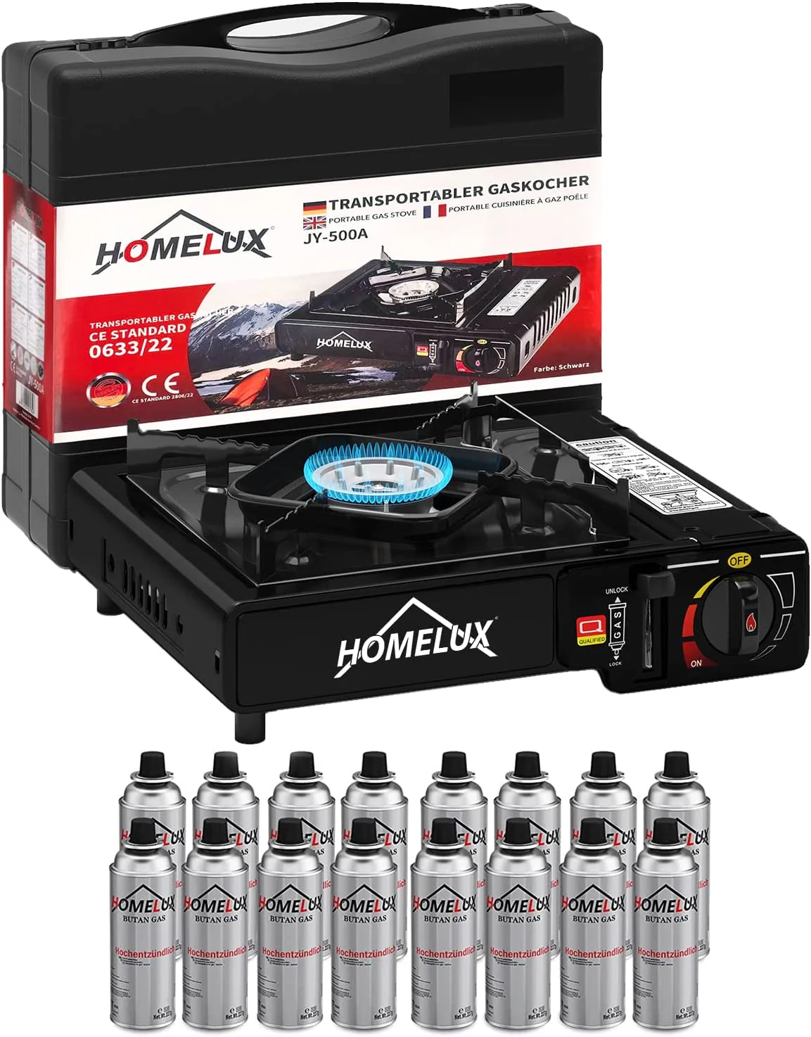 Camping-Gaskocher-Set 2,2 KW, mit Gaskartusche, inkl. Aufbewahrungsbox. Ideal für Outdoor-Kochen - Image 19