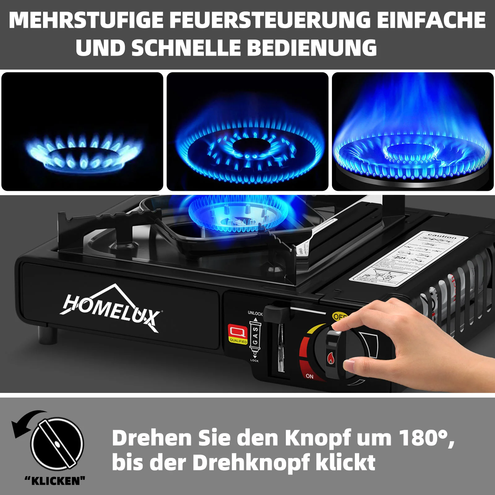 Camping-Gaskocher-Set 2,2 KW, mit Gaskartusche, inkl. Aufbewahrungsbox. Ideal für Outdoor-Kochen - Image 3