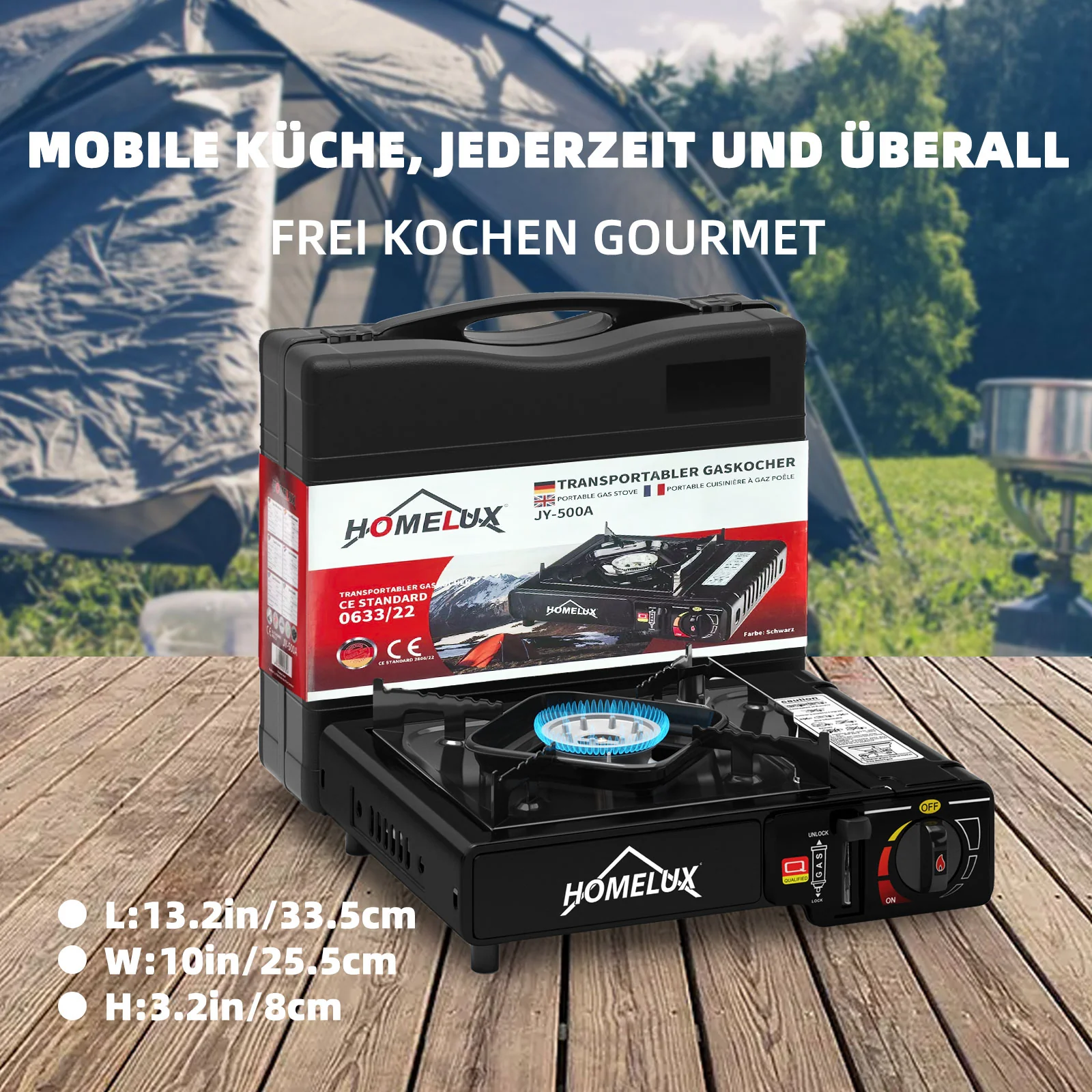 Camping-Gaskocher-Set 2,2 KW, mit Gaskartusche, inkl. Aufbewahrungsbox. Ideal für Outdoor-Kochen - Image 6