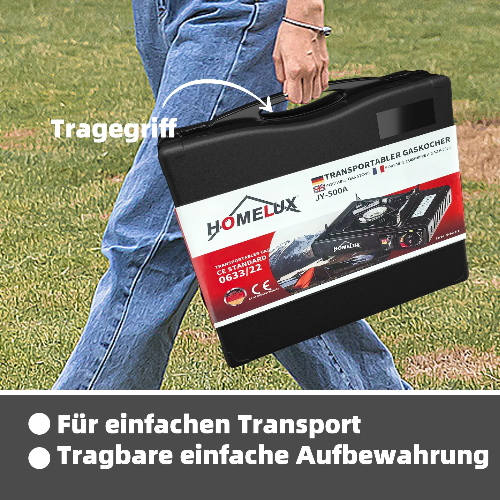 Camping-Gaskocher-Set 2,2 KW, mit Gaskartusche, inkl. Aufbewahrungsbox. Ideal für Outdoor-Kochen - Image 7