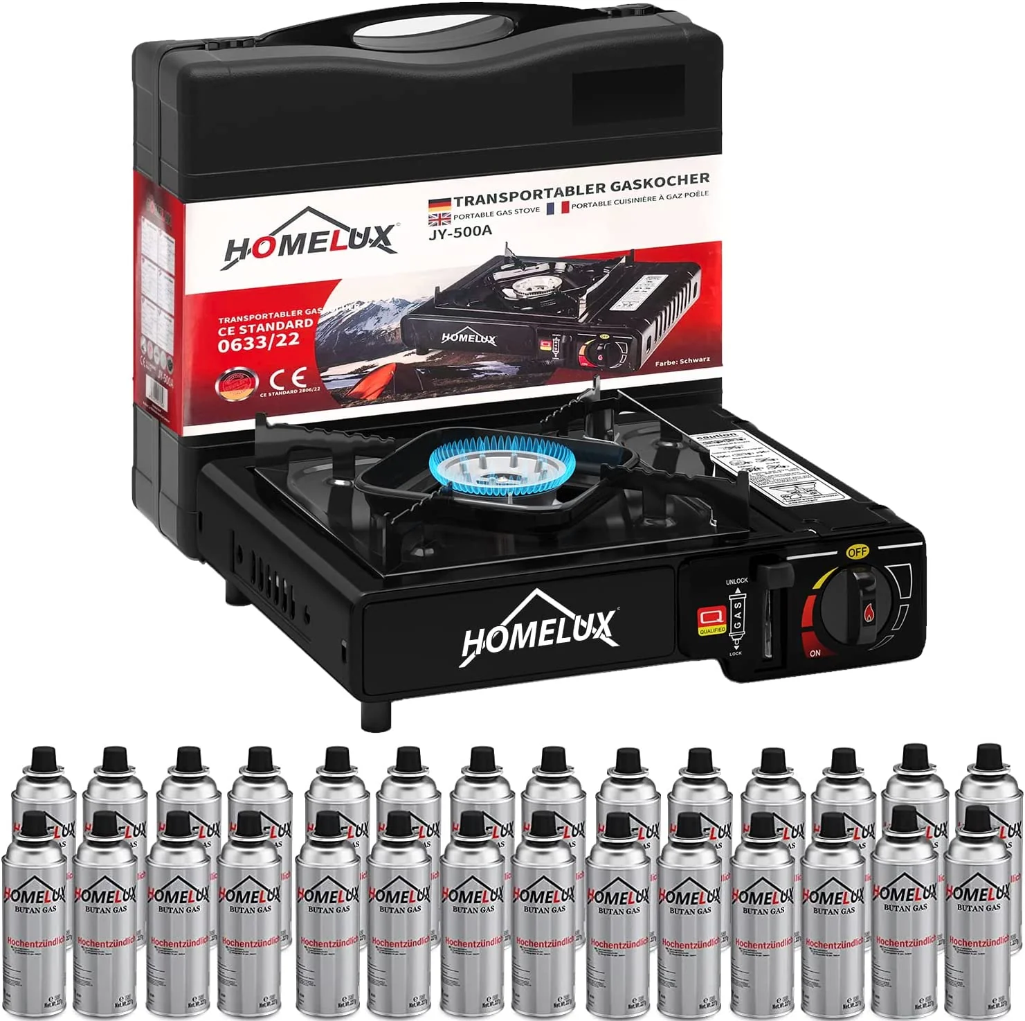 Camping-Gaskocher-Set 2,2 KW, mit Gaskartusche, inkl. Aufbewahrungsbox. Ideal für Outdoor-Kochen - Image 8