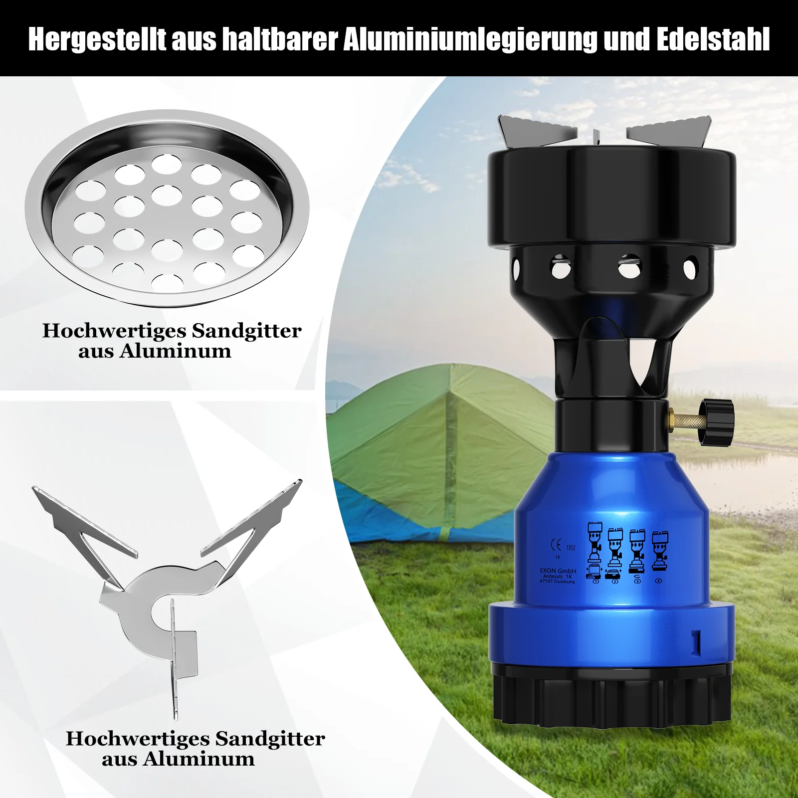 2in1 Campingkocher Gaskocher 1 Flammig Shisha Kohleanzünder für Gaskartuschen - Image 5