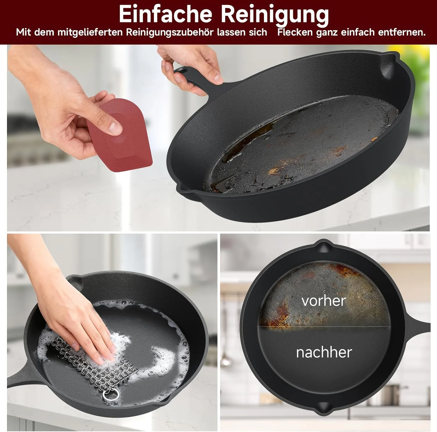 HOMELUX Gusseisen 12-teiliges Dutch Oven Set in Holzkiste – 4,5L Topf, 3,6L Saucier, Grillplatte, Bratpfanne & Komplettes Zubehör - Image 7