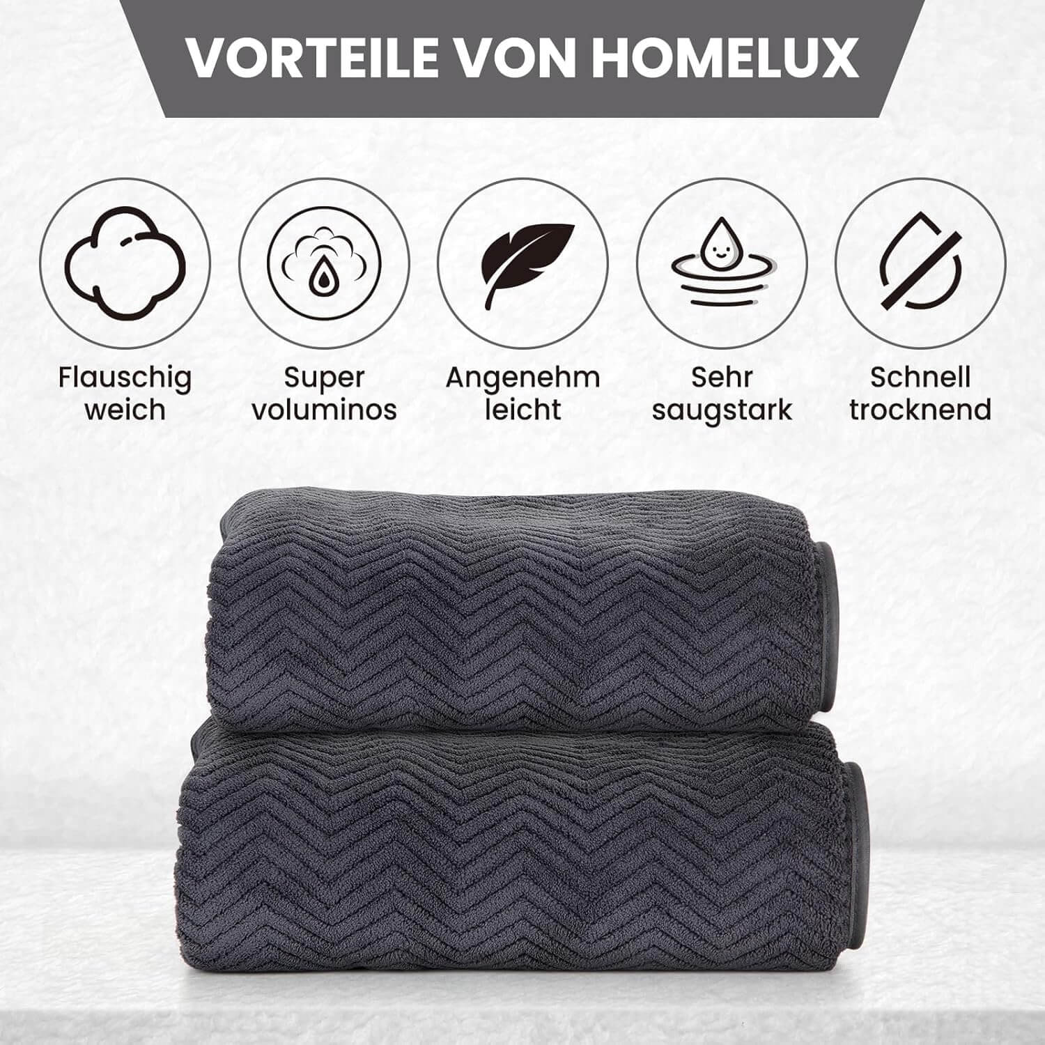 HOMELUX Handtuch Set 2 / 3 / 4 teilig Badetuch Set + Towel saugstarkes Frottiertücher Set - Image 6