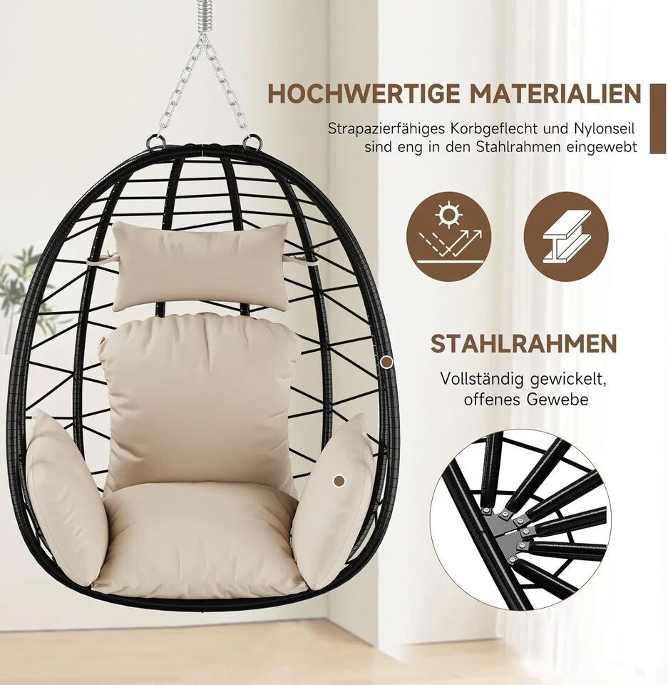 HOMELUX Hängesessel Kissen, Polster, Swing Chair Kissen, Ersatzkissen, Auflage für Polyrattan/Rattan Hängeschaukel - Image 4
