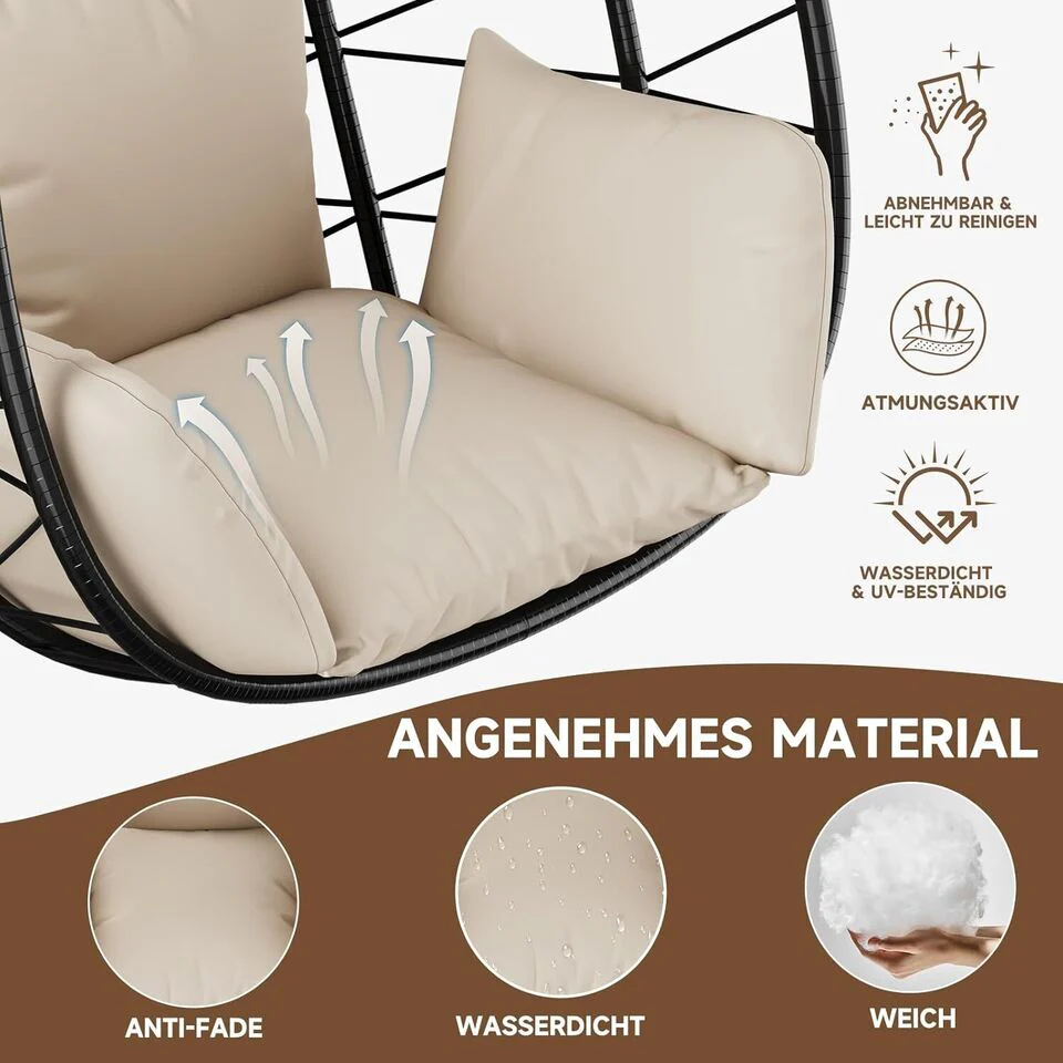 HOMELUX Hängesessel Kissen, Polster, Swing Chair Kissen, Ersatzkissen, Auflage für Polyrattan/Rattan Hängeschaukel - Image 5
