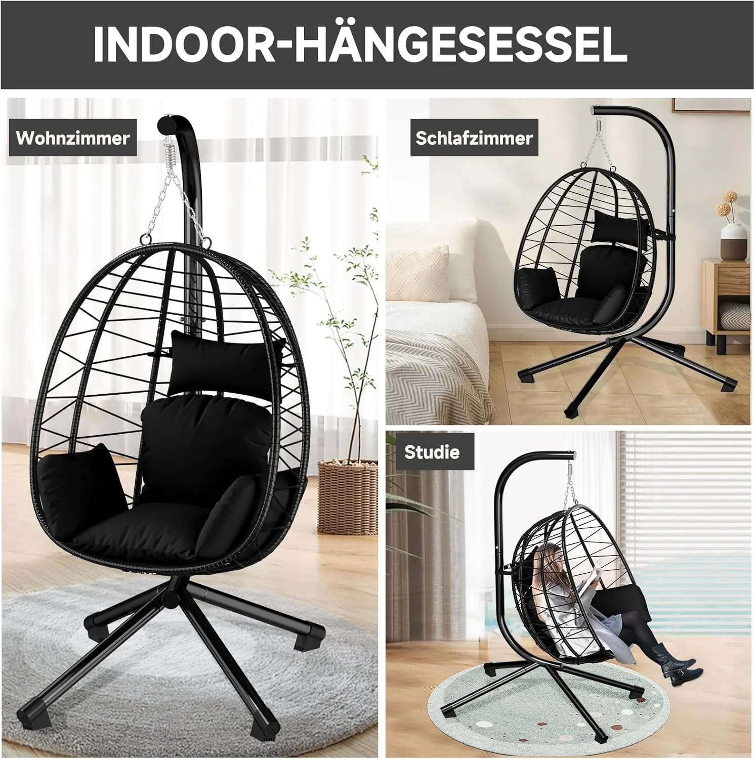 HOMELUX Hängesessel Kissen, Polster, Swing Chair Kissen, Ersatzkissen, Auflage für Polyrattan/Rattan Hängeschaukel - Image 9