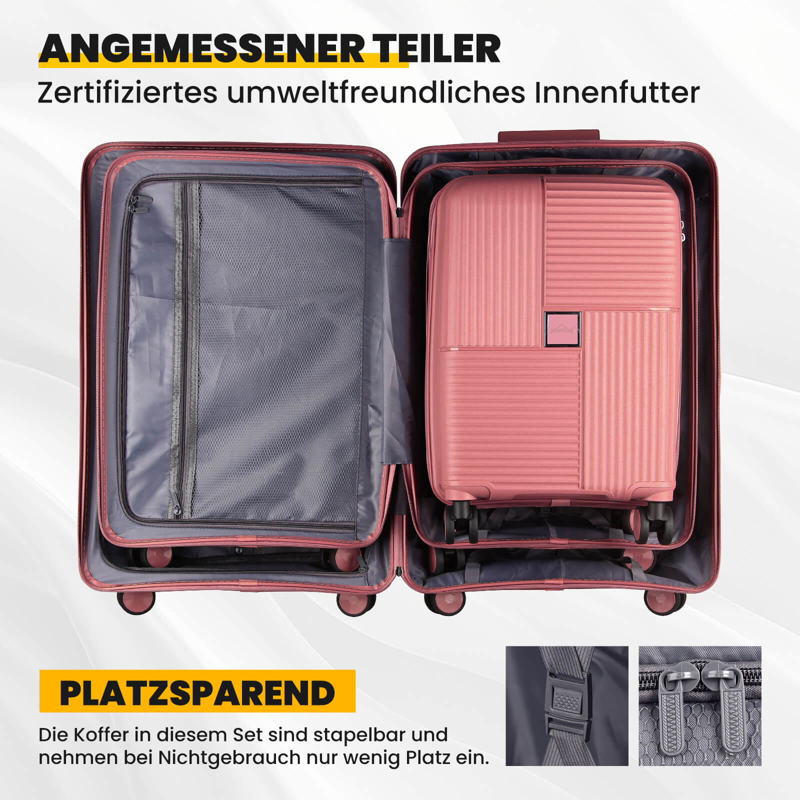 HOMELUX Hartschalenkoffer Set 3-teilig ABS Leicht Trolley Kofferset Rollkoffer Reisekoffer Hartschale M-L-XL - Image 11