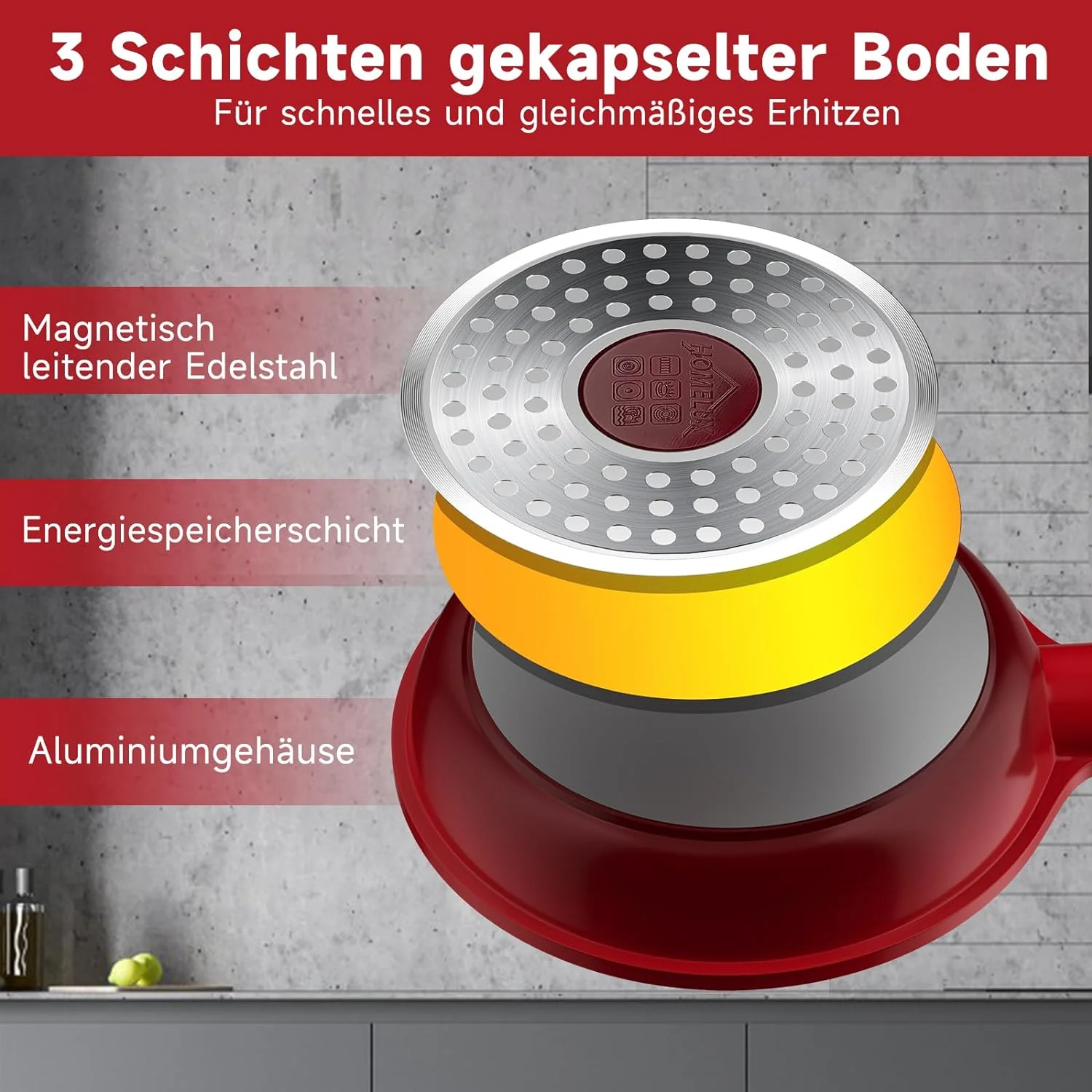 HOMELUX kleine Pfanne 14cm Bratpfanne Induktion, Non Stick Pan – Mini Bratpfanne - Induktionspfanne - crepe pfanne - Image 3