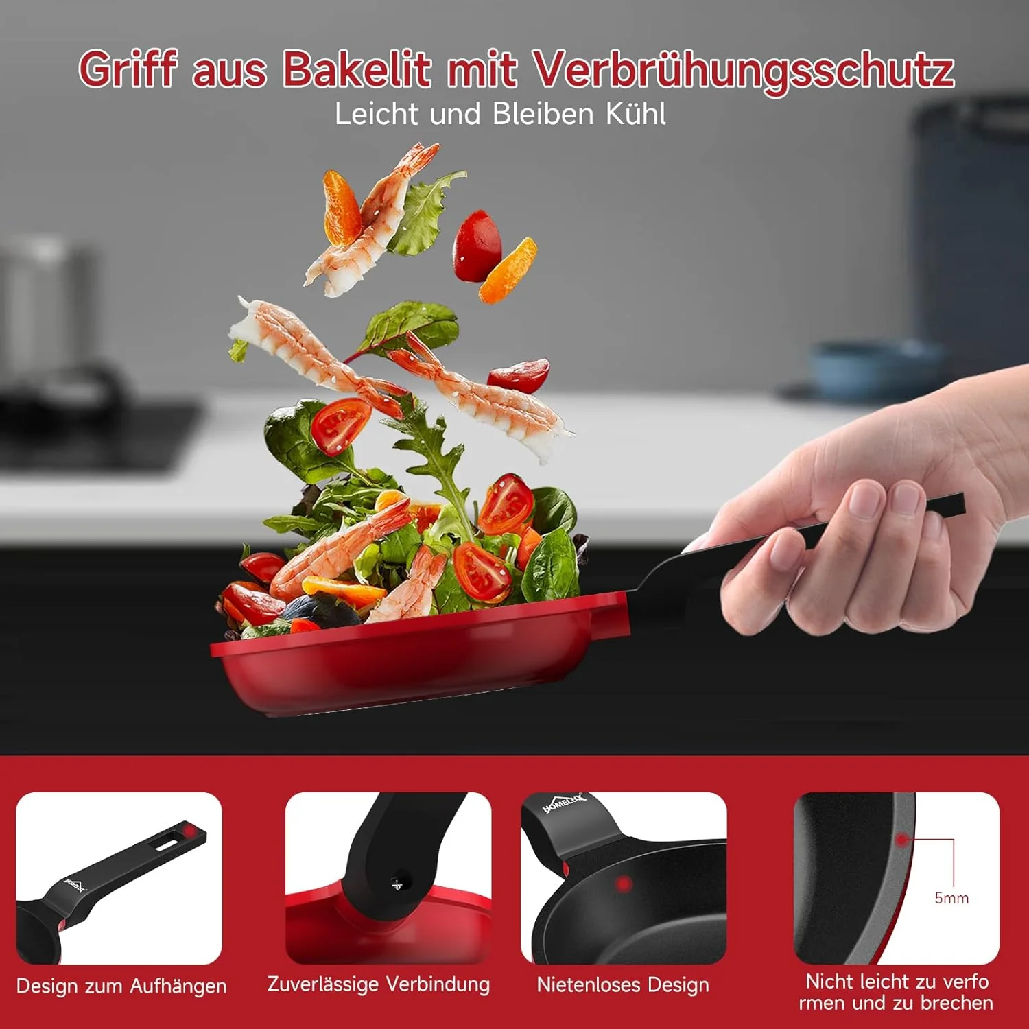 HOMELUX kleine Pfanne 14cm Bratpfanne Induktion, Non Stick Pan – Mini Bratpfanne - Induktionspfanne - crepe pfanne - Image 5