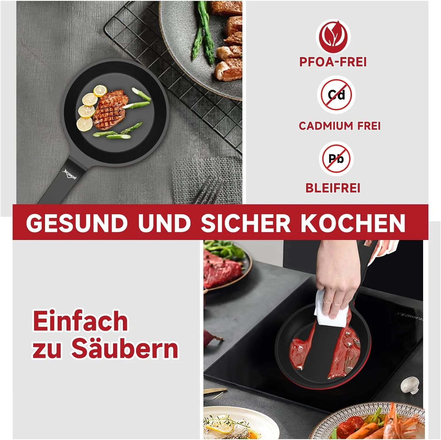 HOMELUX kleine Pfanne 14cm Bratpfanne Induktion, Non Stick Pan – Mini Bratpfanne - Induktionspfanne - crepe pfanne - Image 6