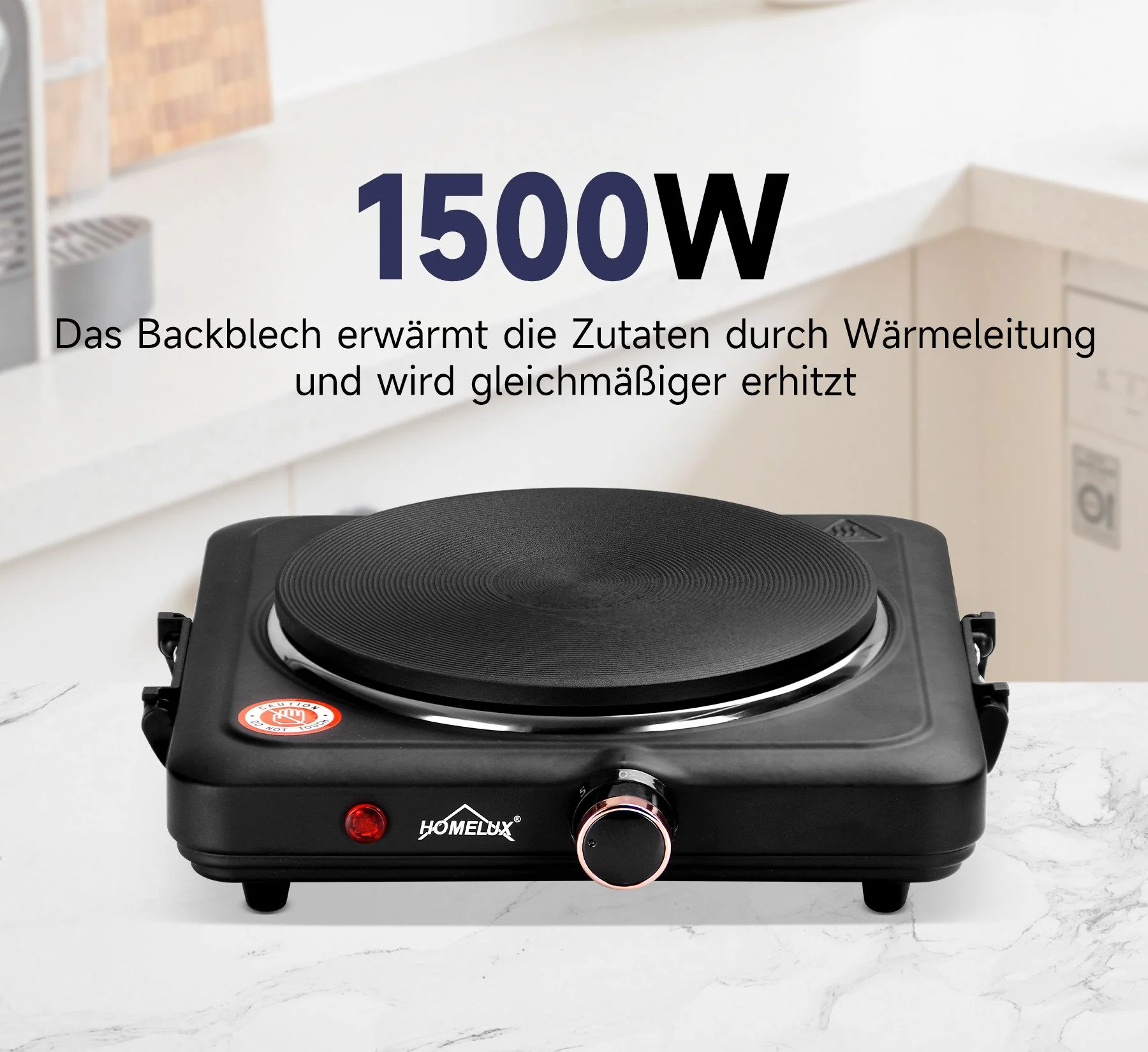 HOMELUX Kochplatte Einzelkochplatte Kochplatte 1000/1500W Herdplatte, Einzeln Regelbare 5 Heizstufen - Image 15
