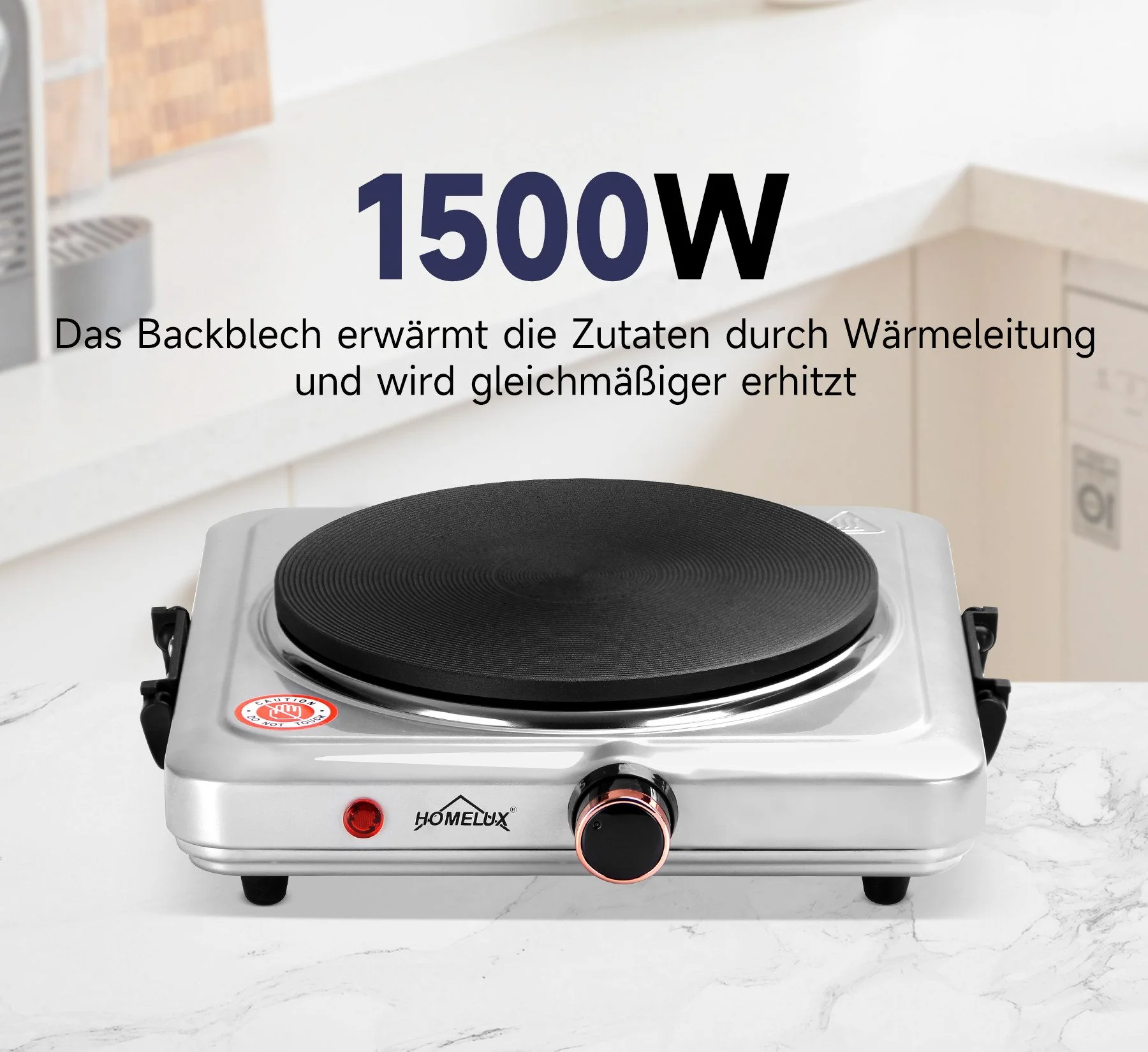 HOMELUX Kochplatte Einzelkochplatte Kochplatte 1000/1500W Herdplatte, Einzeln Regelbare 5 Heizstufen - Image 19
