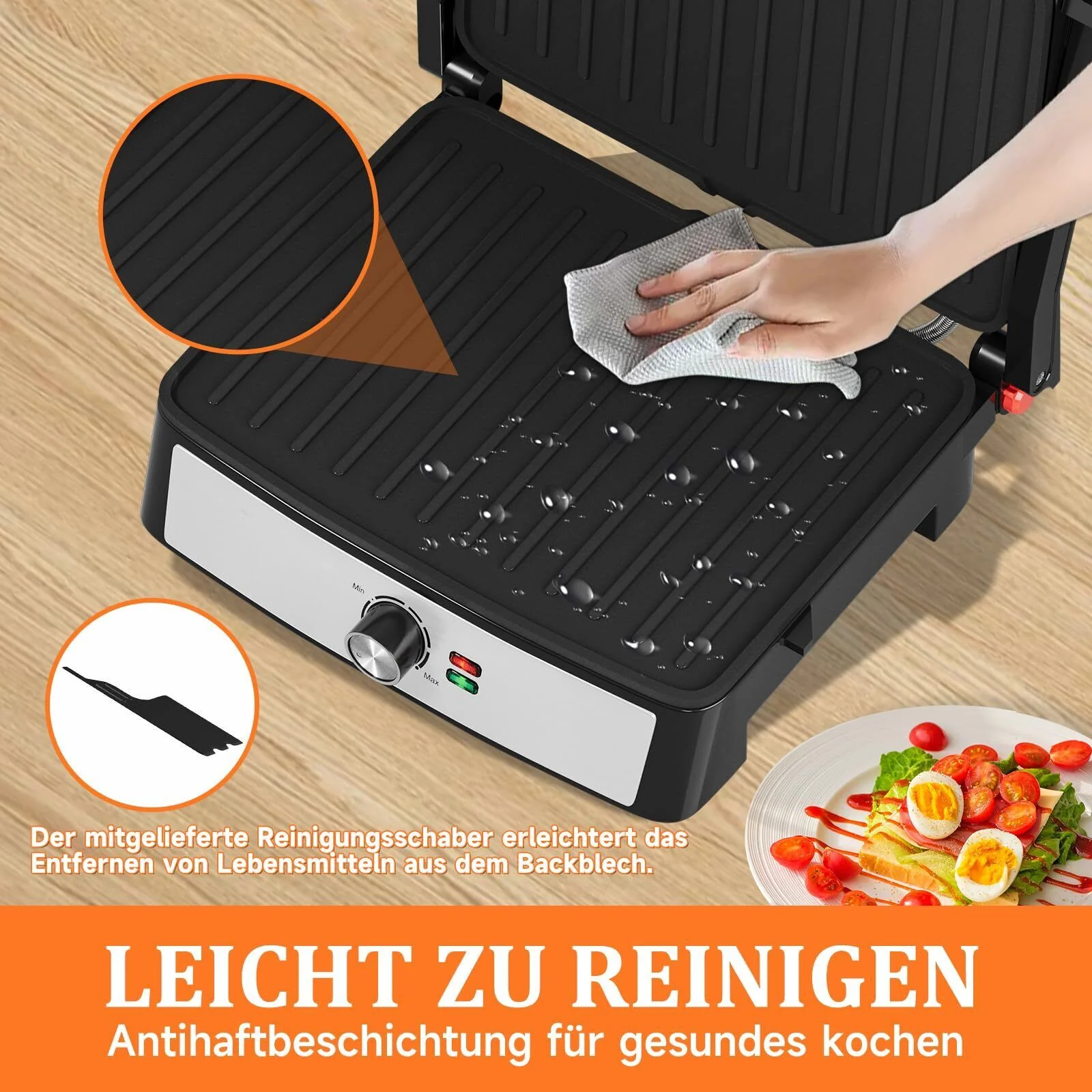 Kontaktgrill Sandwichmaker Panini Grill 2200W Toaster HOMELUX 34x23CM 3-in-1 Multifunktionsgrill für Paninis, Steaks, Sandwiches - Image 14