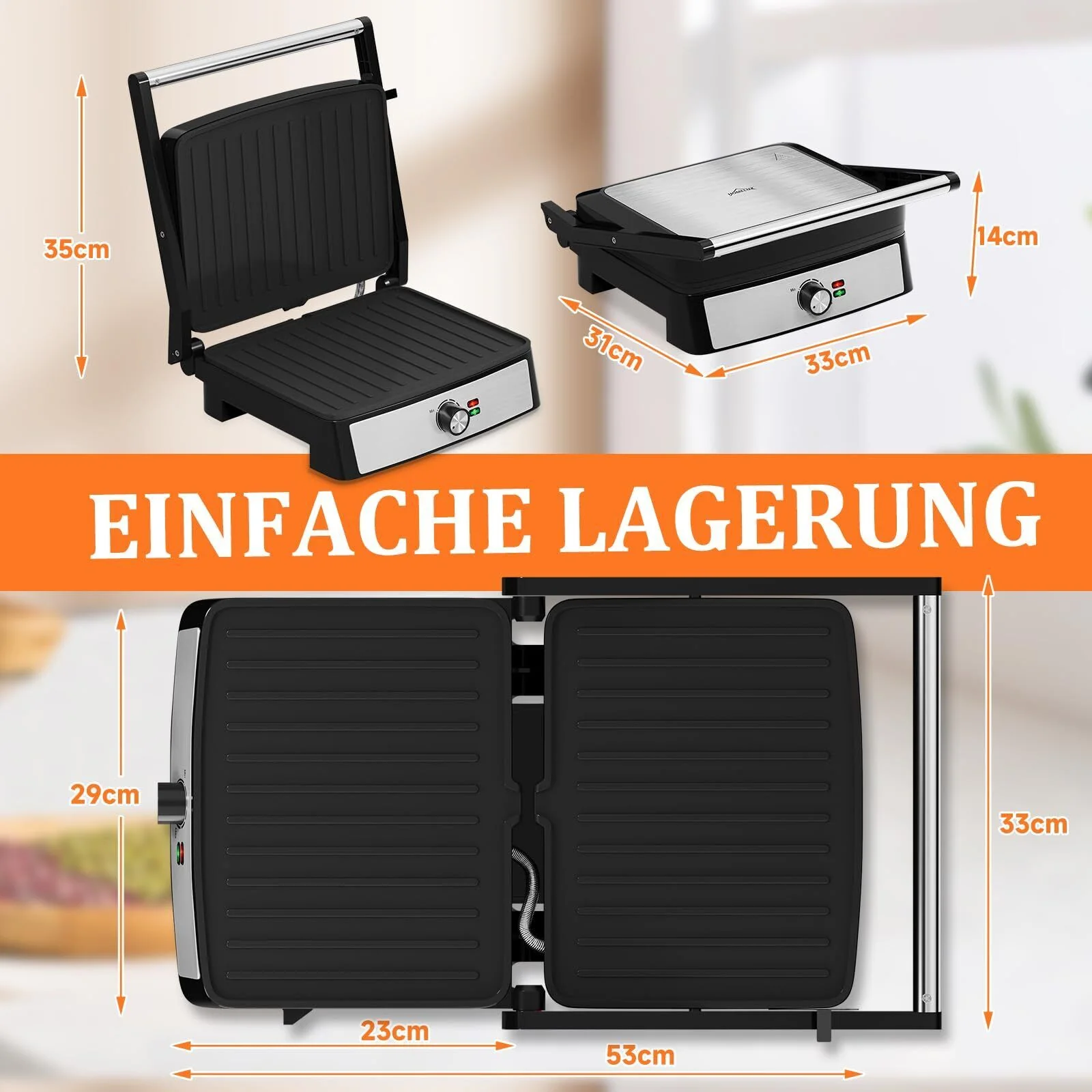 Kontaktgrill Sandwichmaker Panini Grill 2200W Toaster HOMELUX 34x23CM 3-in-1 Multifunktionsgrill für Paninis, Steaks, Sandwiches - Image 16