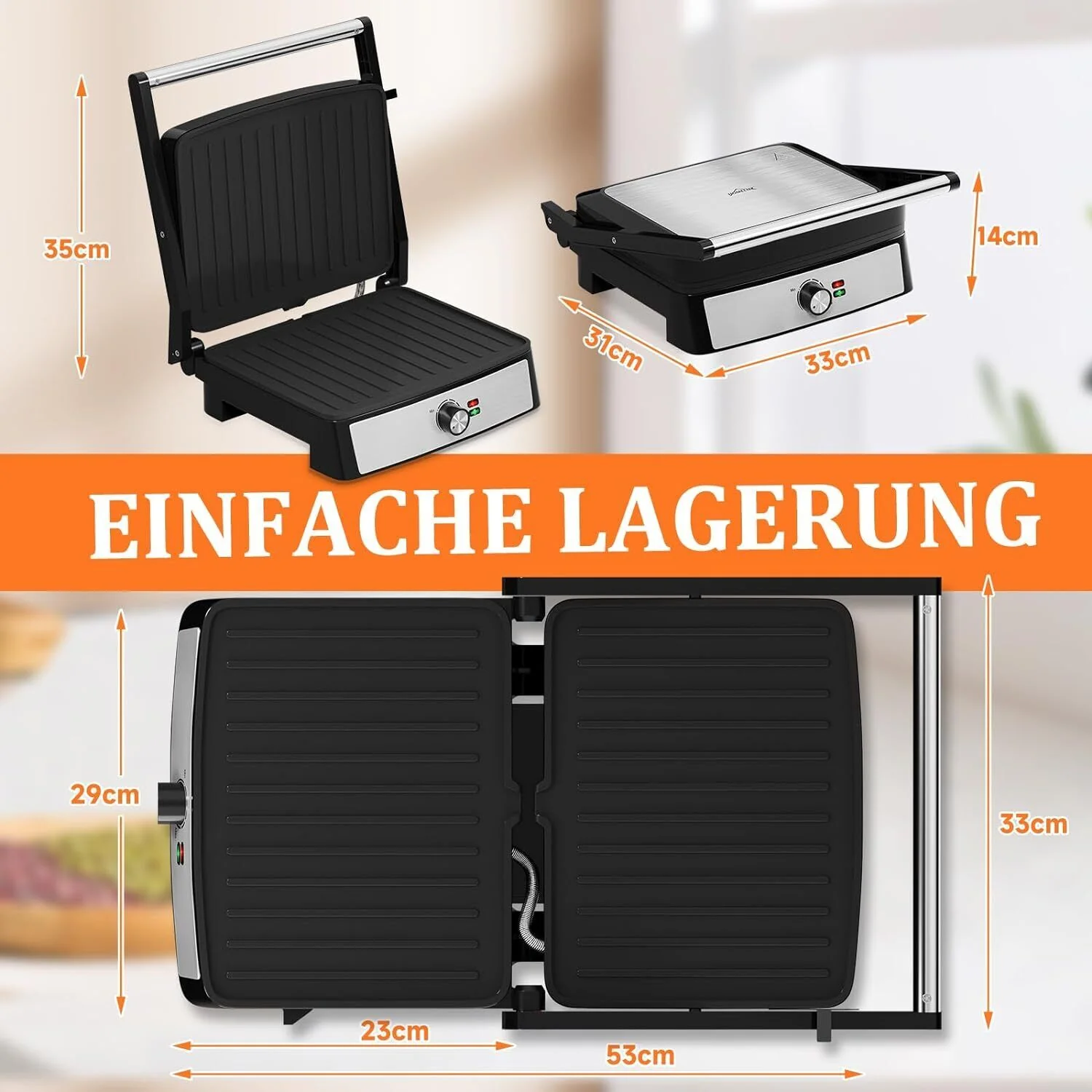 Kontaktgrill Sandwichmaker Panini Grill 2200W Toaster HOMELUX 34x23CM 3-in-1 Multifunktionsgrill für Paninis, Steaks, Sandwiches - Image 5